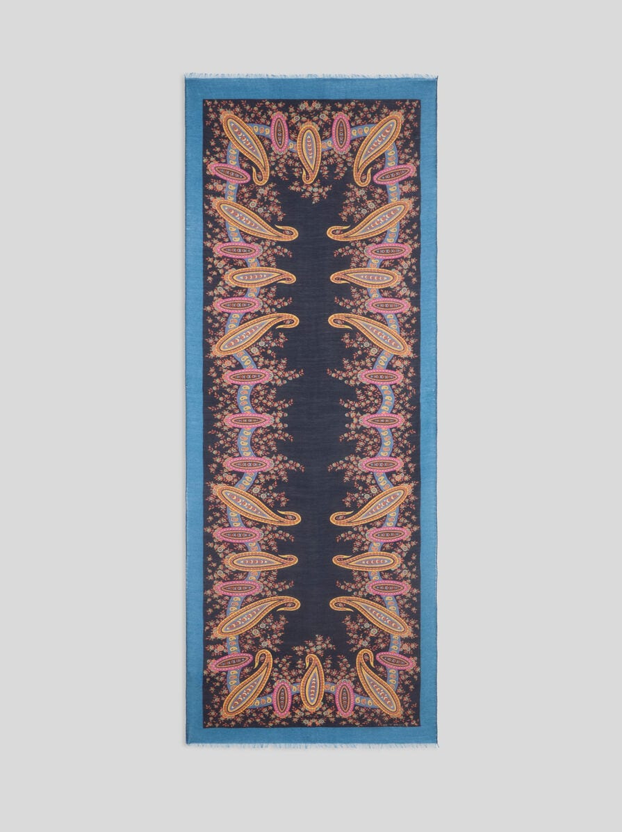 WOOL, CASHMERE AND SILK SCARF WITH PRINT - 2