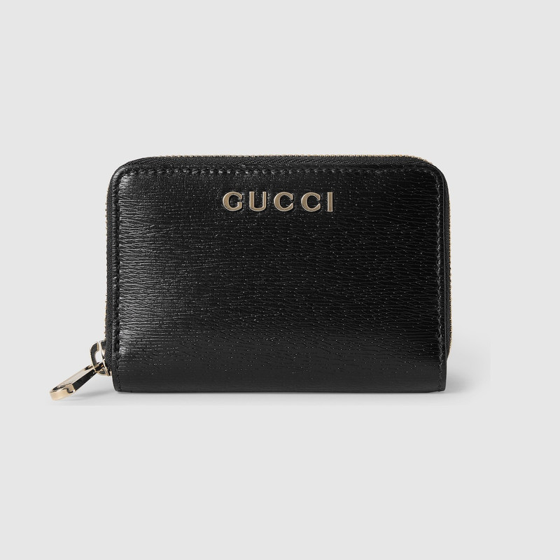 Zip card case with Gucci script 1