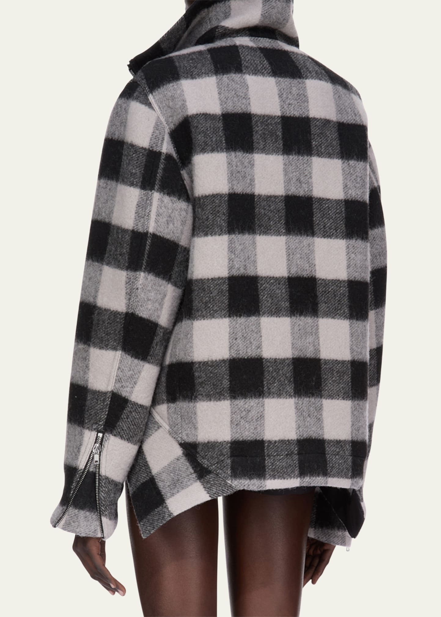 Plaid High-Low Zip Jacket - 3