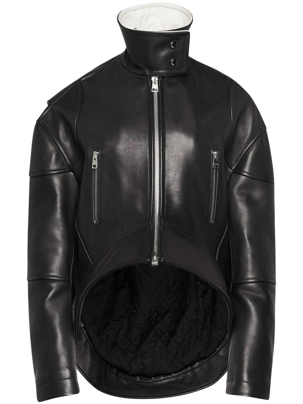 curved leather jacket - 1