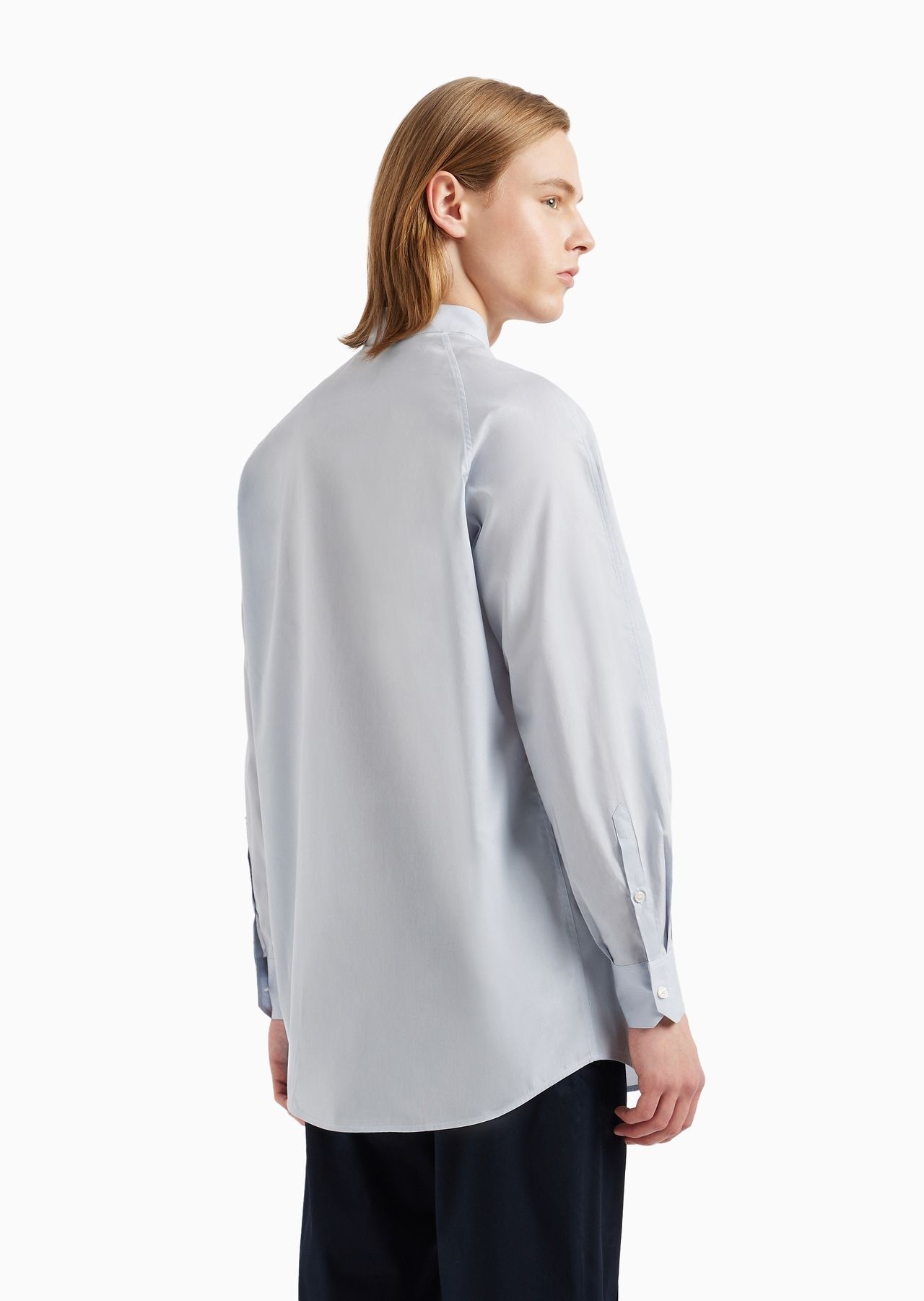 Poplin shirt with guru collar and pockets on the chest - 3