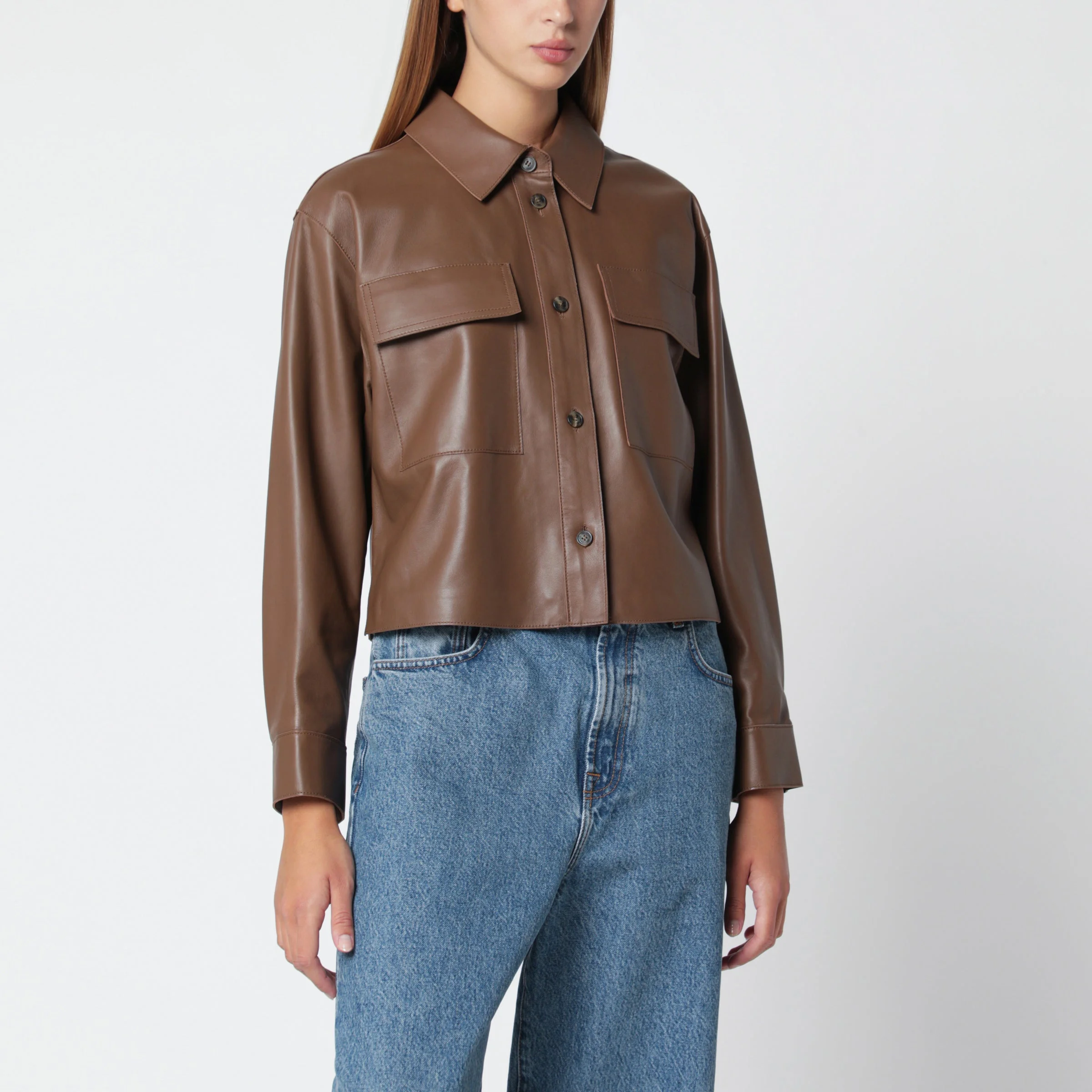 Brown nappa leather jacket - 1