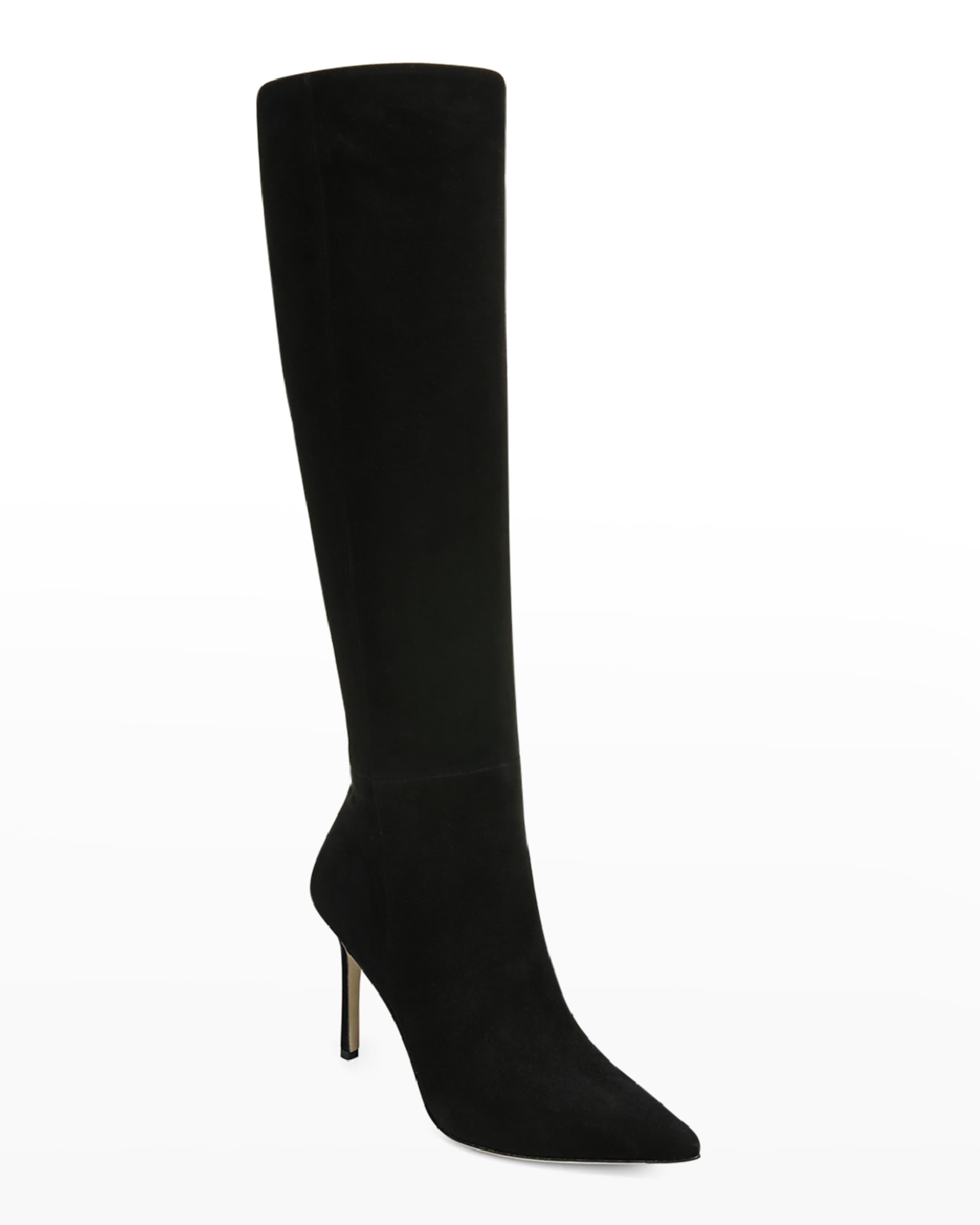 Lisa Suede Stiletto Wide-Calf Knee Boots - 2