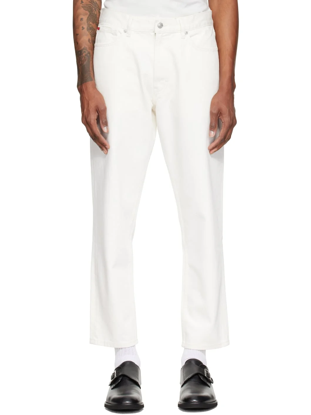 White Relaxed-Tapered-Fit Jeans - 1