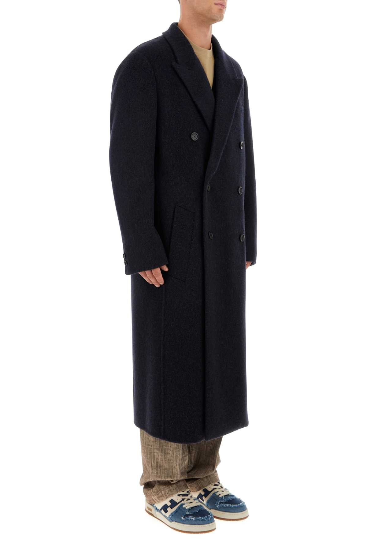 Fendi Men Navy Blue Wool Blend Coat - 3