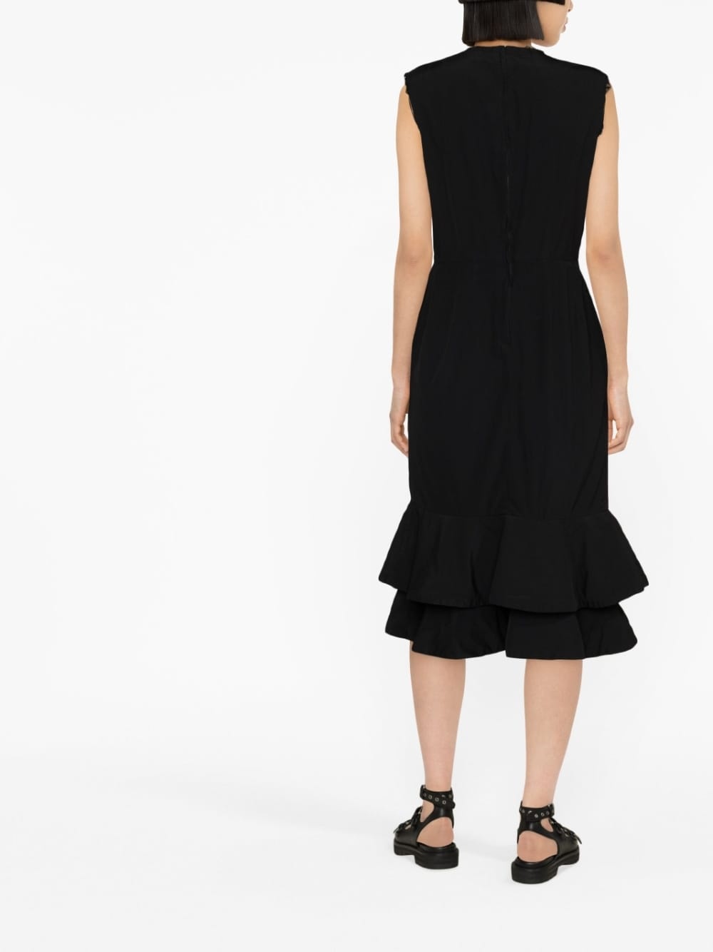 sleeveless ruffle-trim midi dress - 3