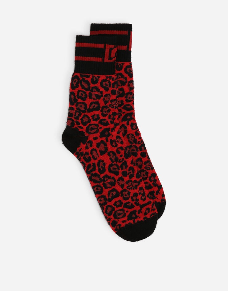 Stretch cotton leopard jacquard socks - 1