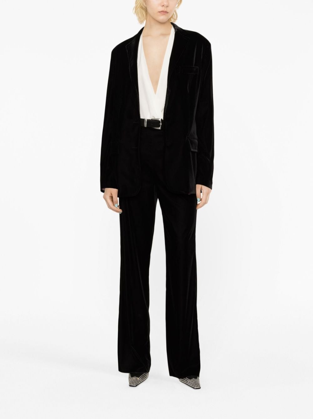 single-button velvet blazer - 2