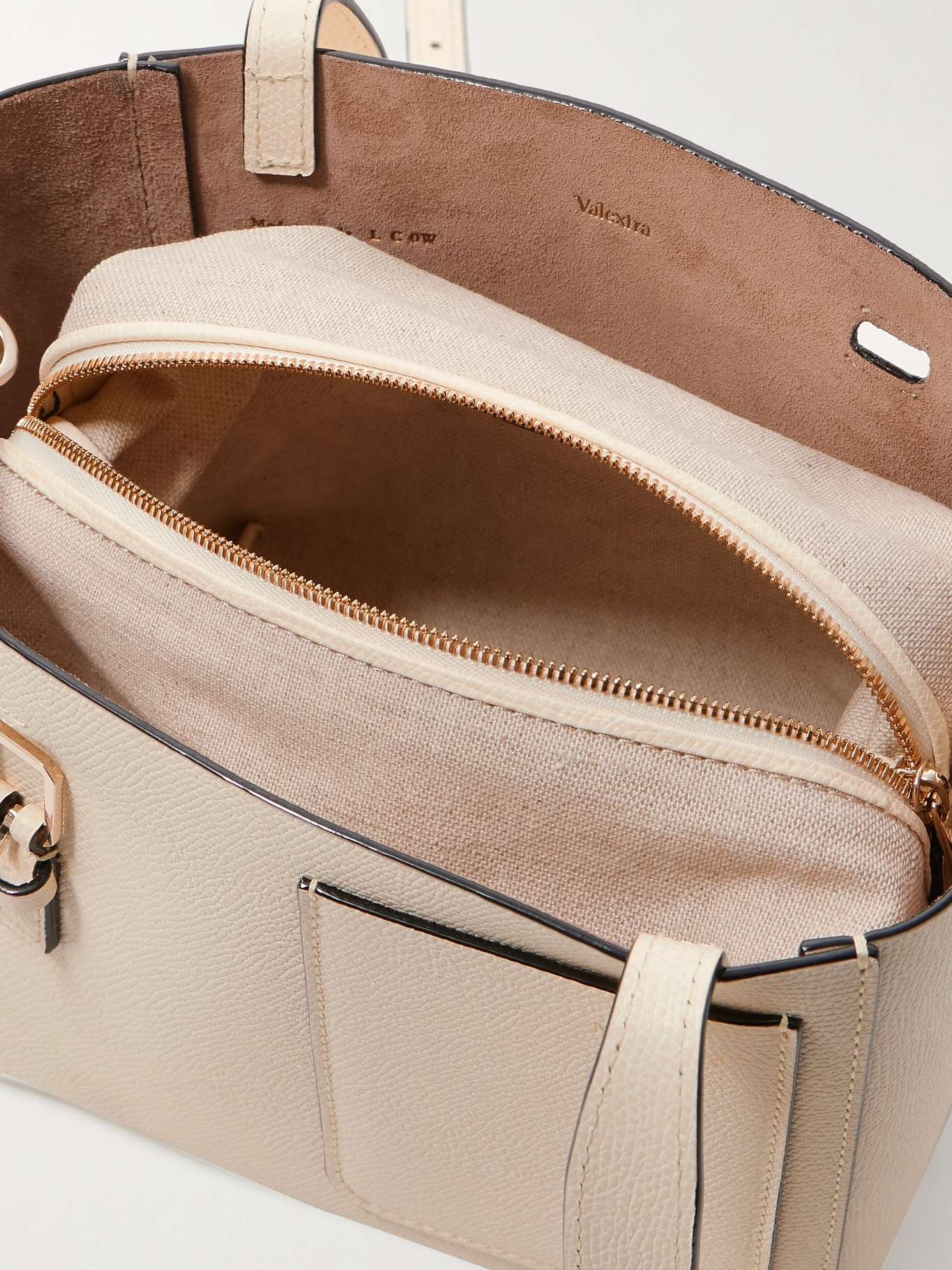 Mini textured-leather shoulder bag Off-white - 5