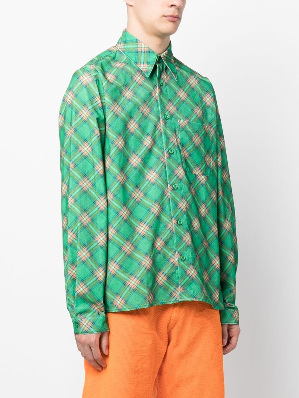 check-pattern corduroy shirt - 3