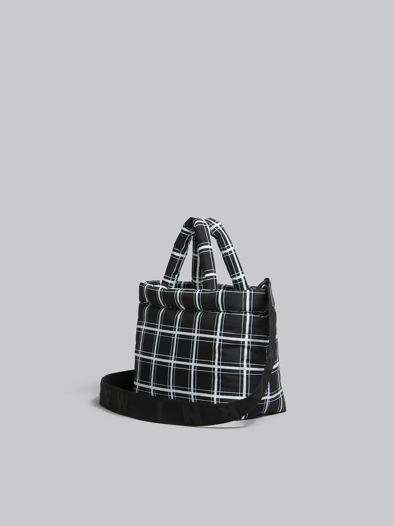 BLACK CHECKED PUFF MINI TOTE BAG 3