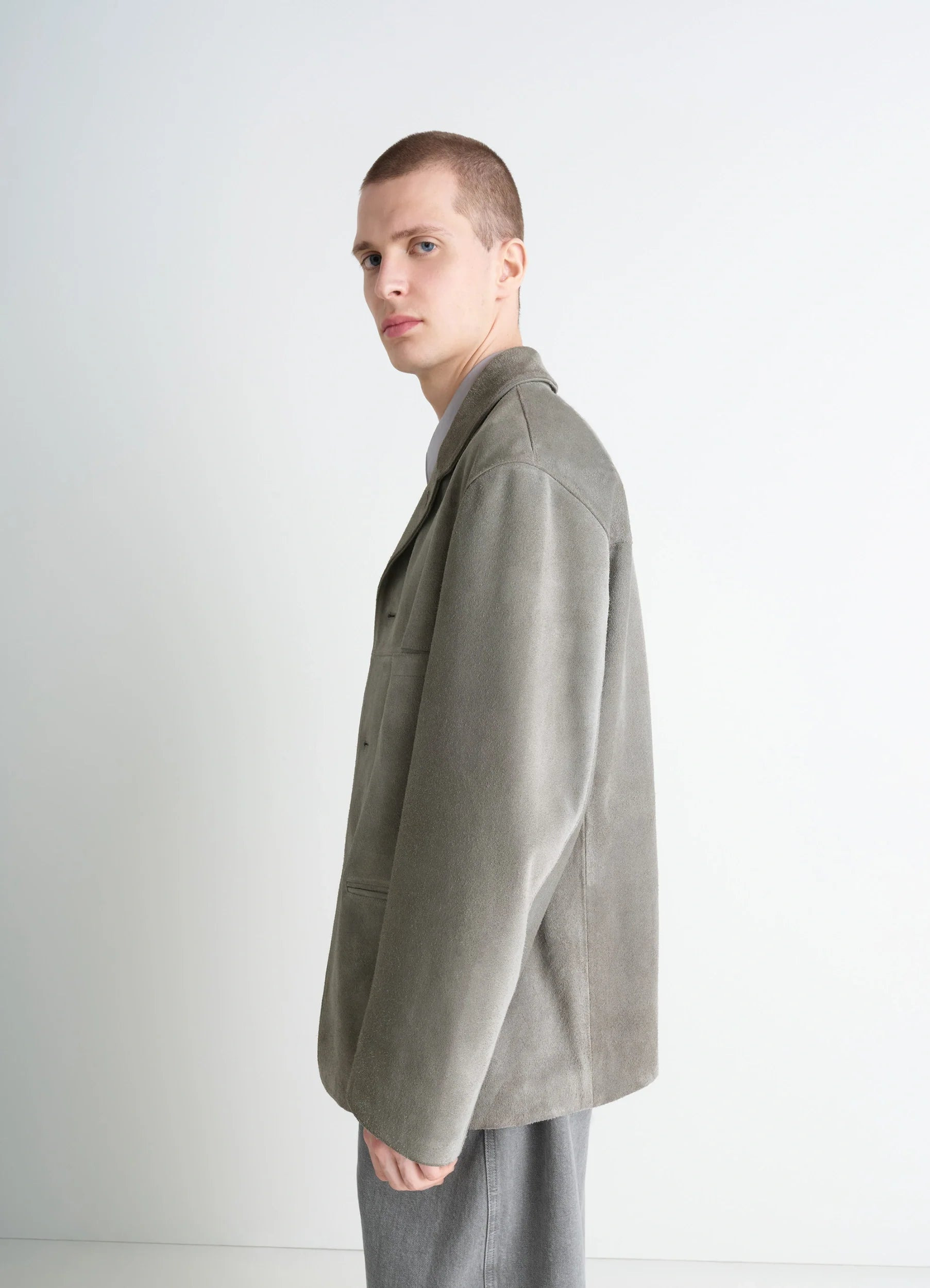 SUEDE SINGLE BREASTED JACKET - 4