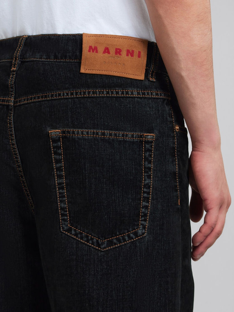 BLACK FLOCKED DENIM WIDE-LEG JEANS 4