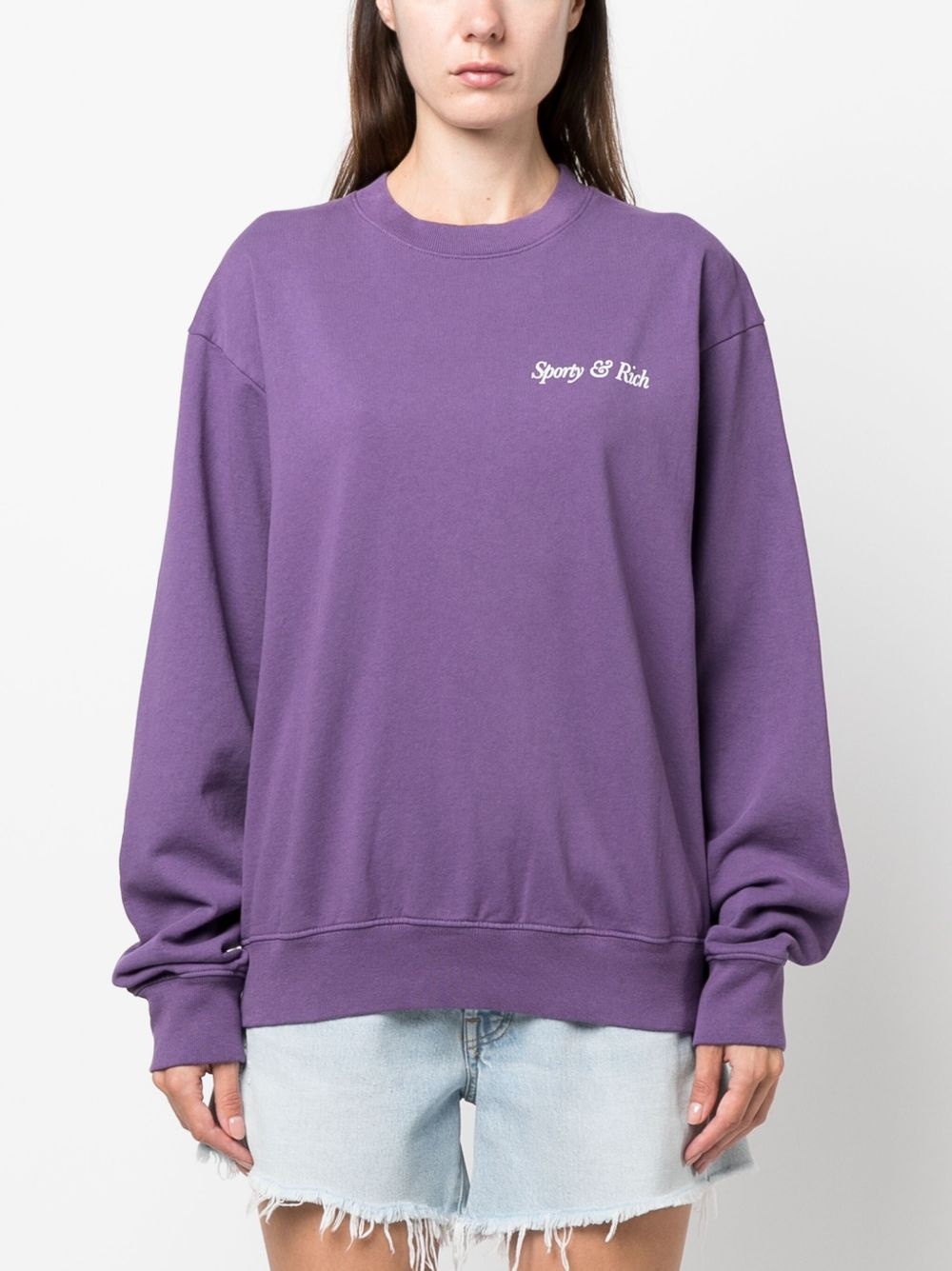 logo-print cotton sweatshirt - 3