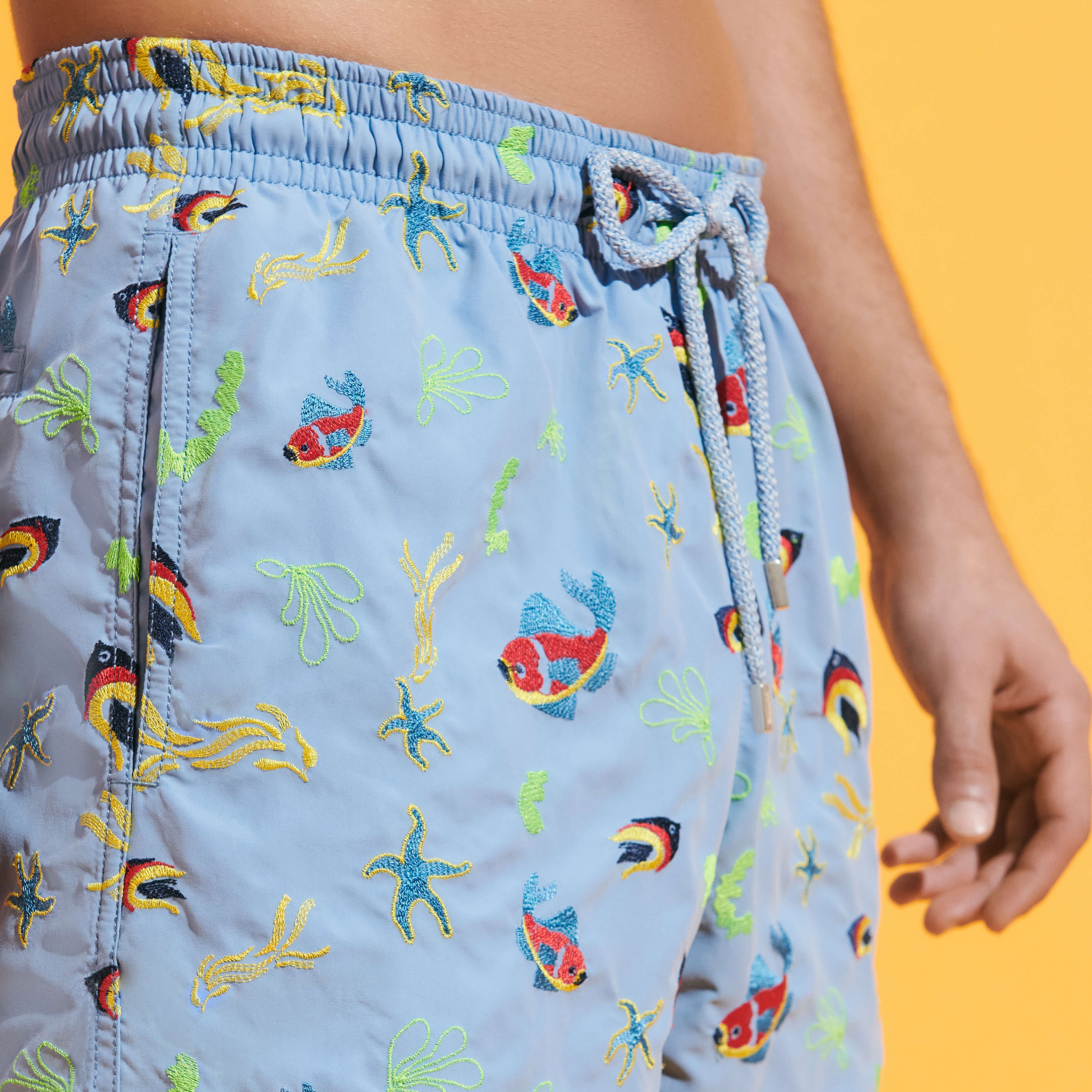 Men Swim Trunks Embroidered Naive Fish - Limited Edition - 5