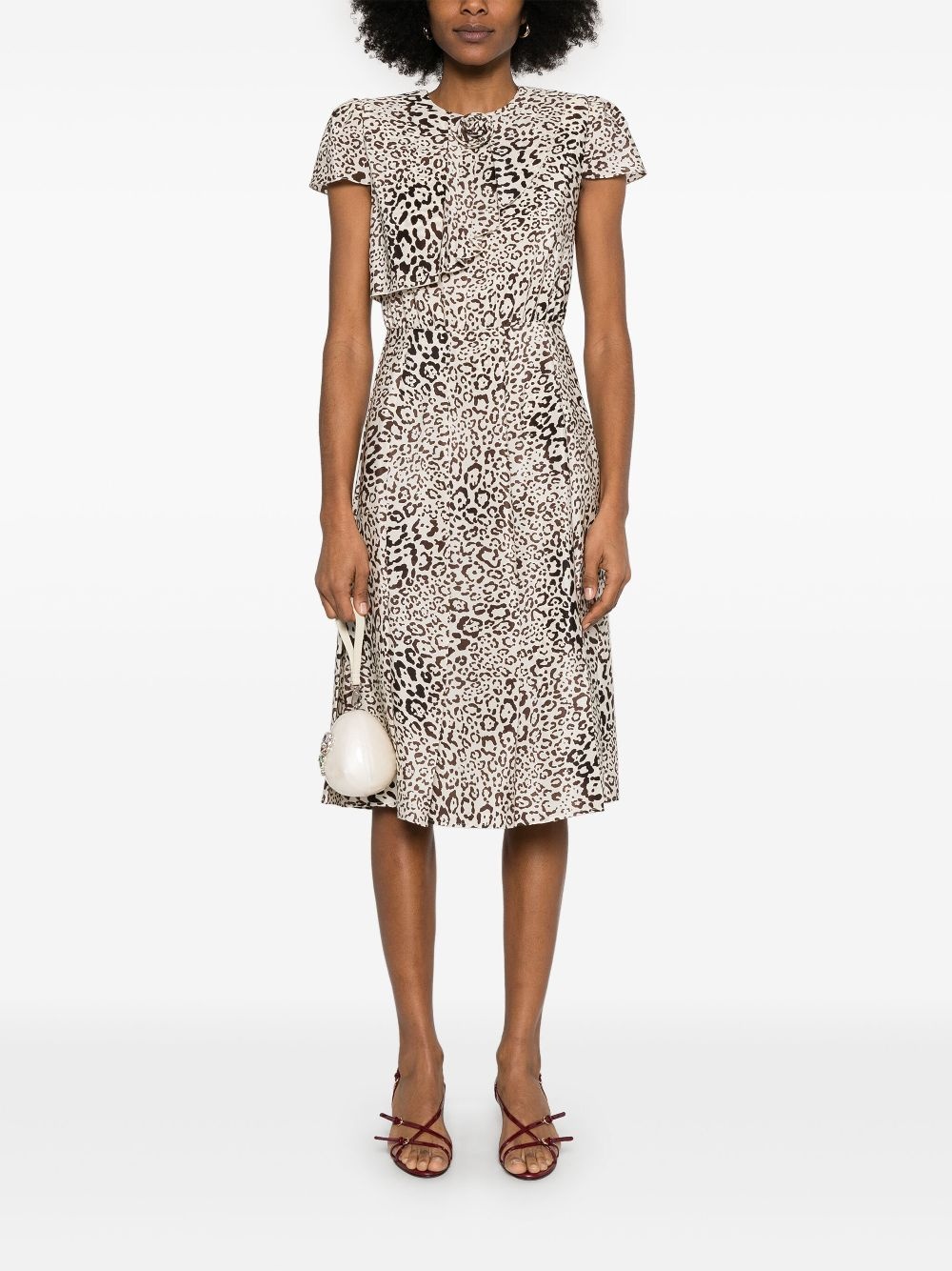 leopard-print pleated midi dress - 2
