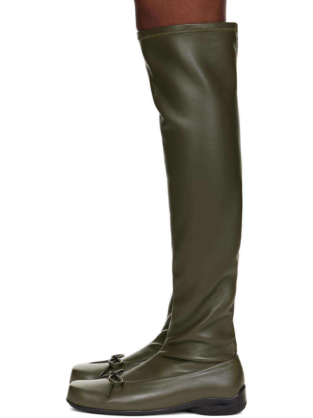 Khaki Thigh High Ballet Boots - 3