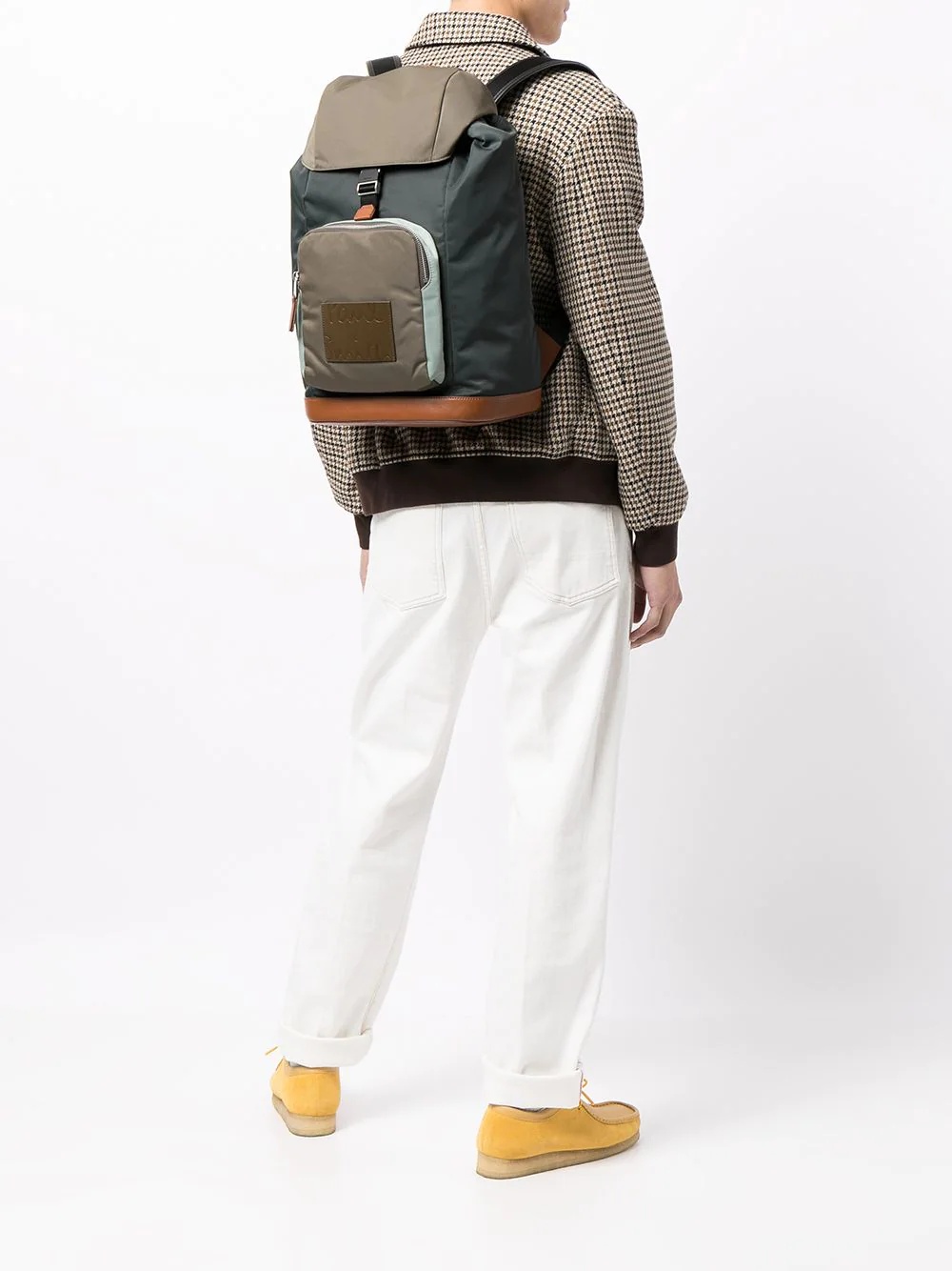 logo-patch colour-block backpack - 2