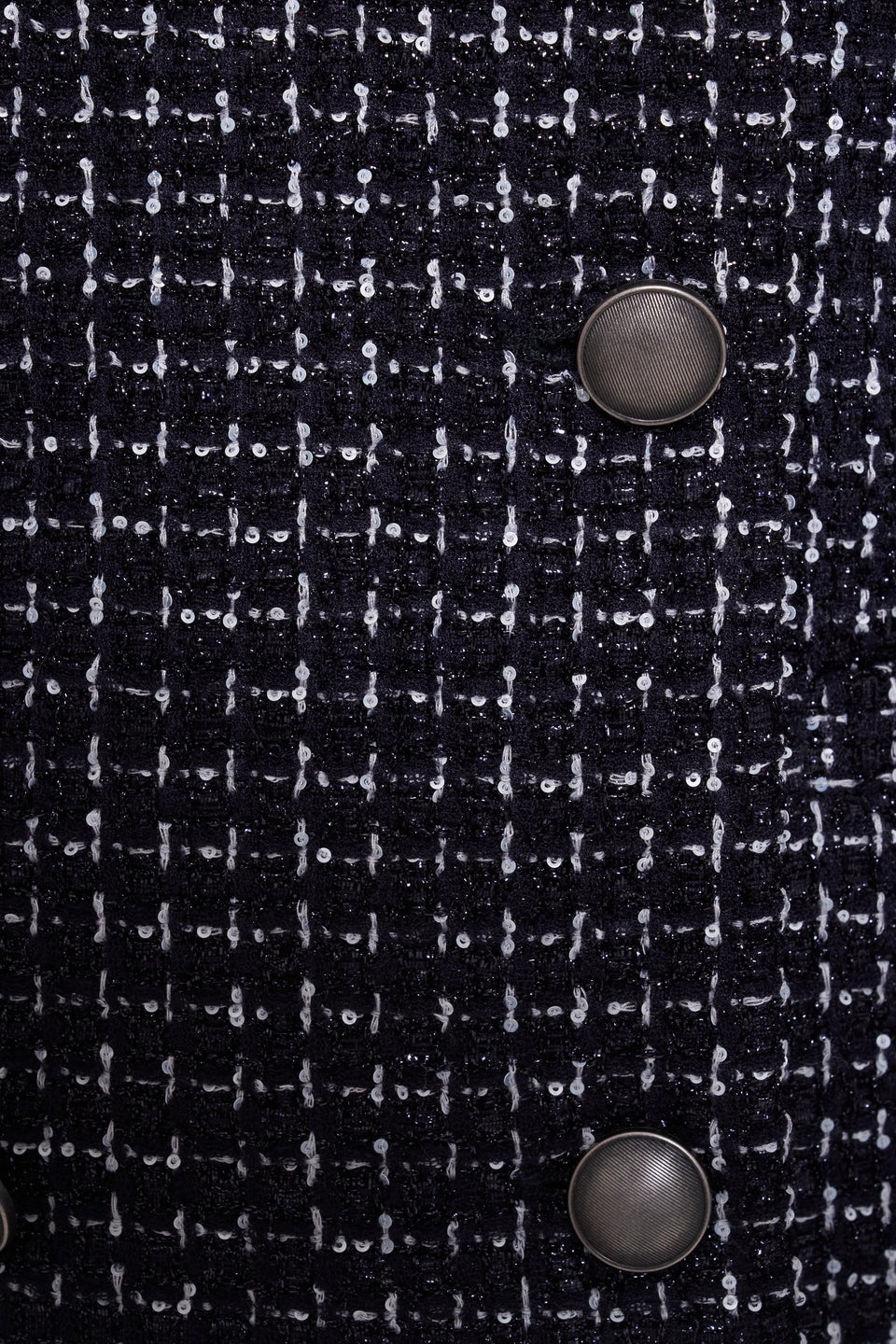 SEQUIN CHECKED TWEED  DOUBLE BREASTED JACKET - 3