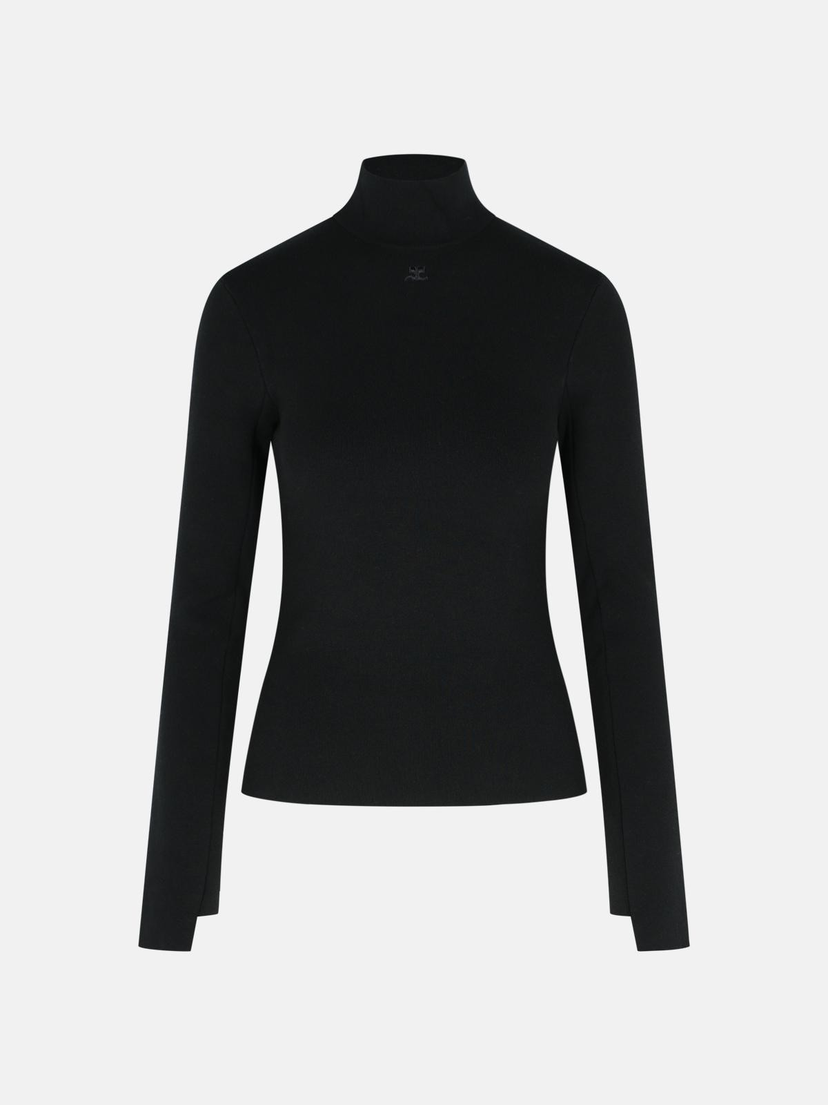 TURTLENECK SWEATER IN BLACK VISCOSE BLEND - 1