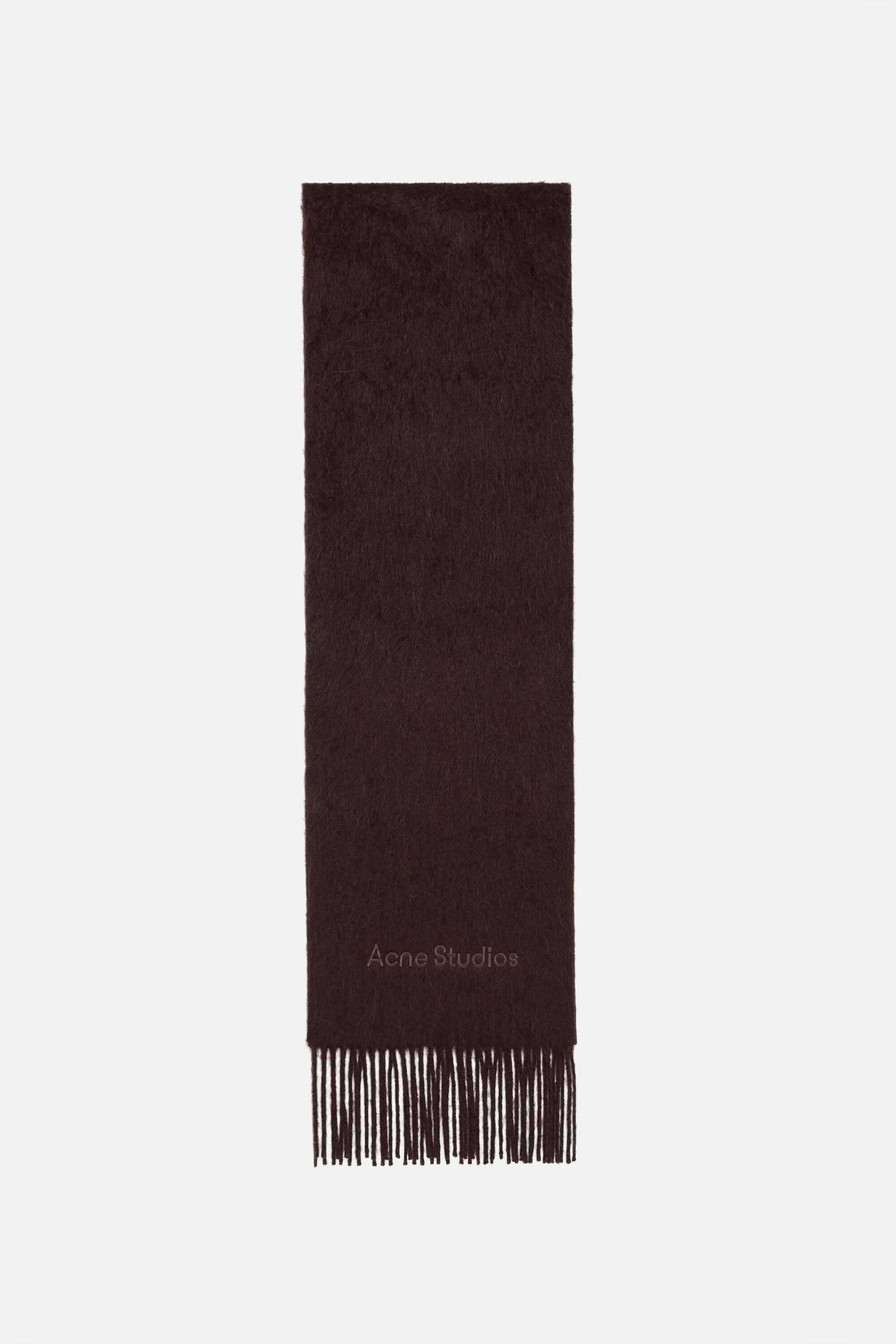 Wool logo scarf - Dark brown melange - 1