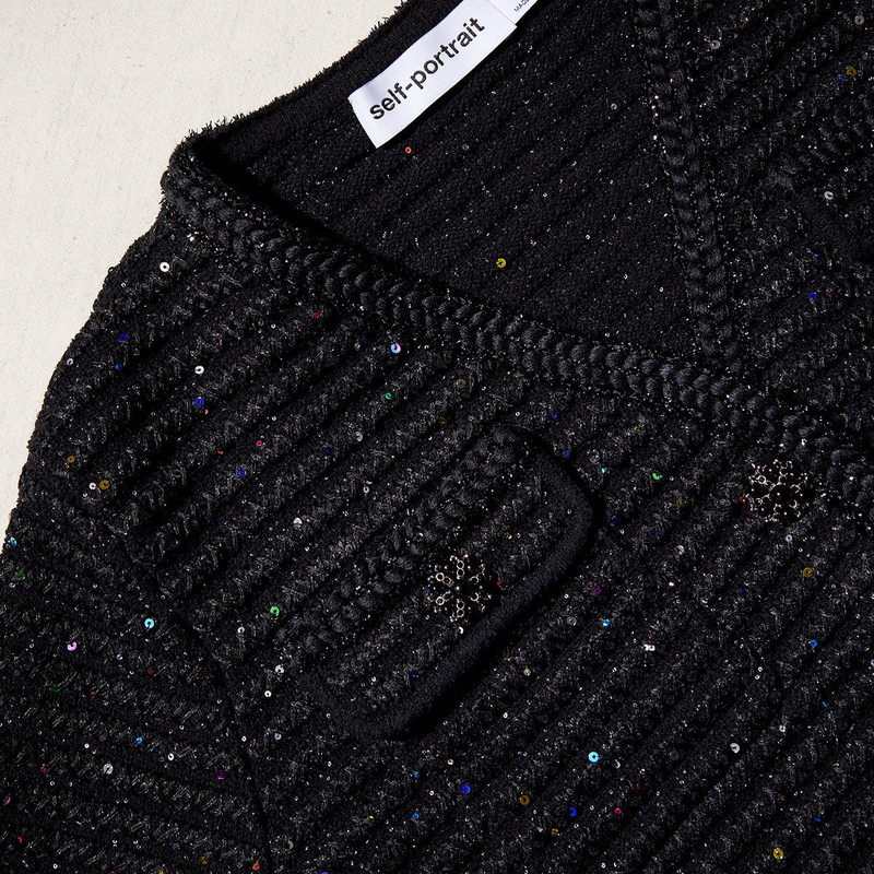 Black Sequin Long Knit Cardigan 4