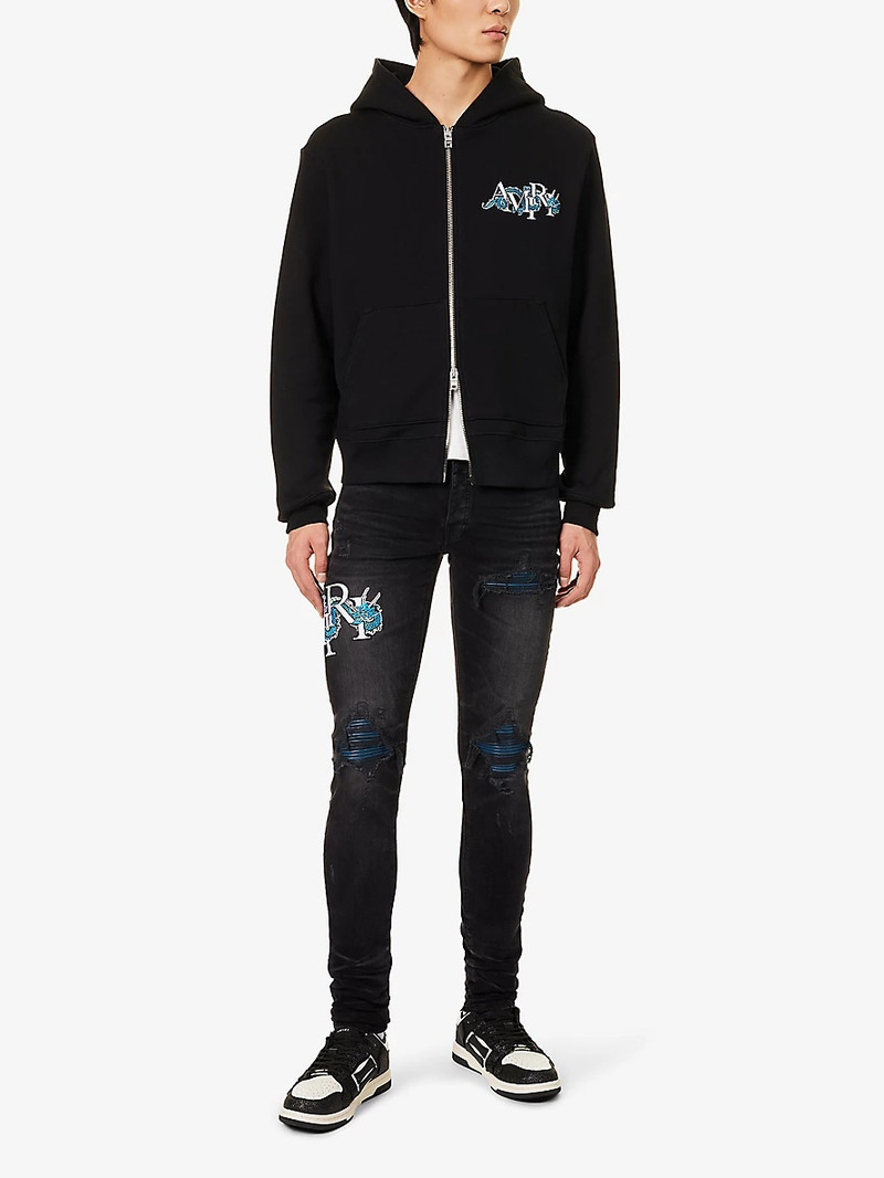AMIRI Dragon branded-print cotton-jersey hoody outlook