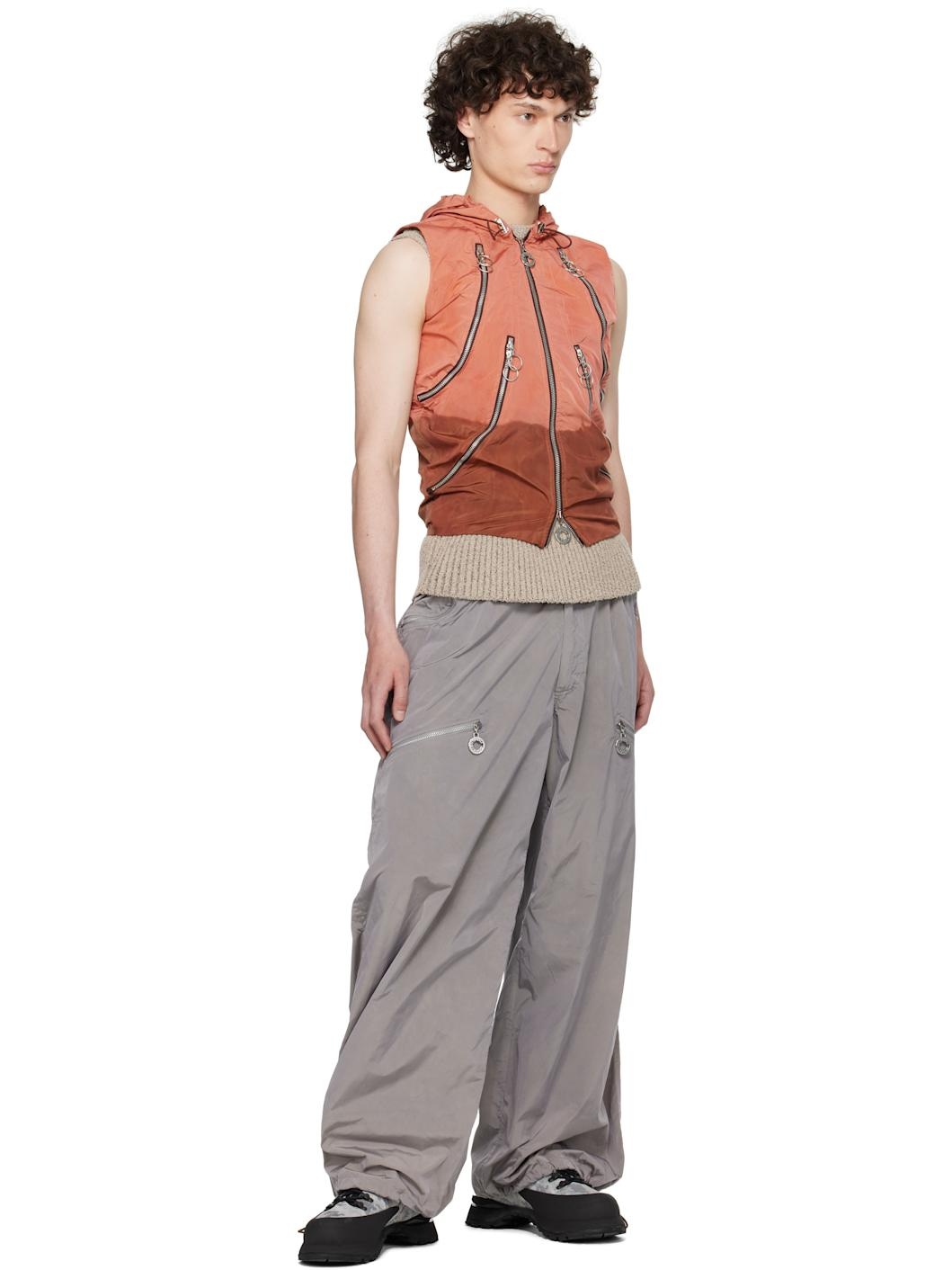 Red & Brown Multi Pocket Vest - 4
