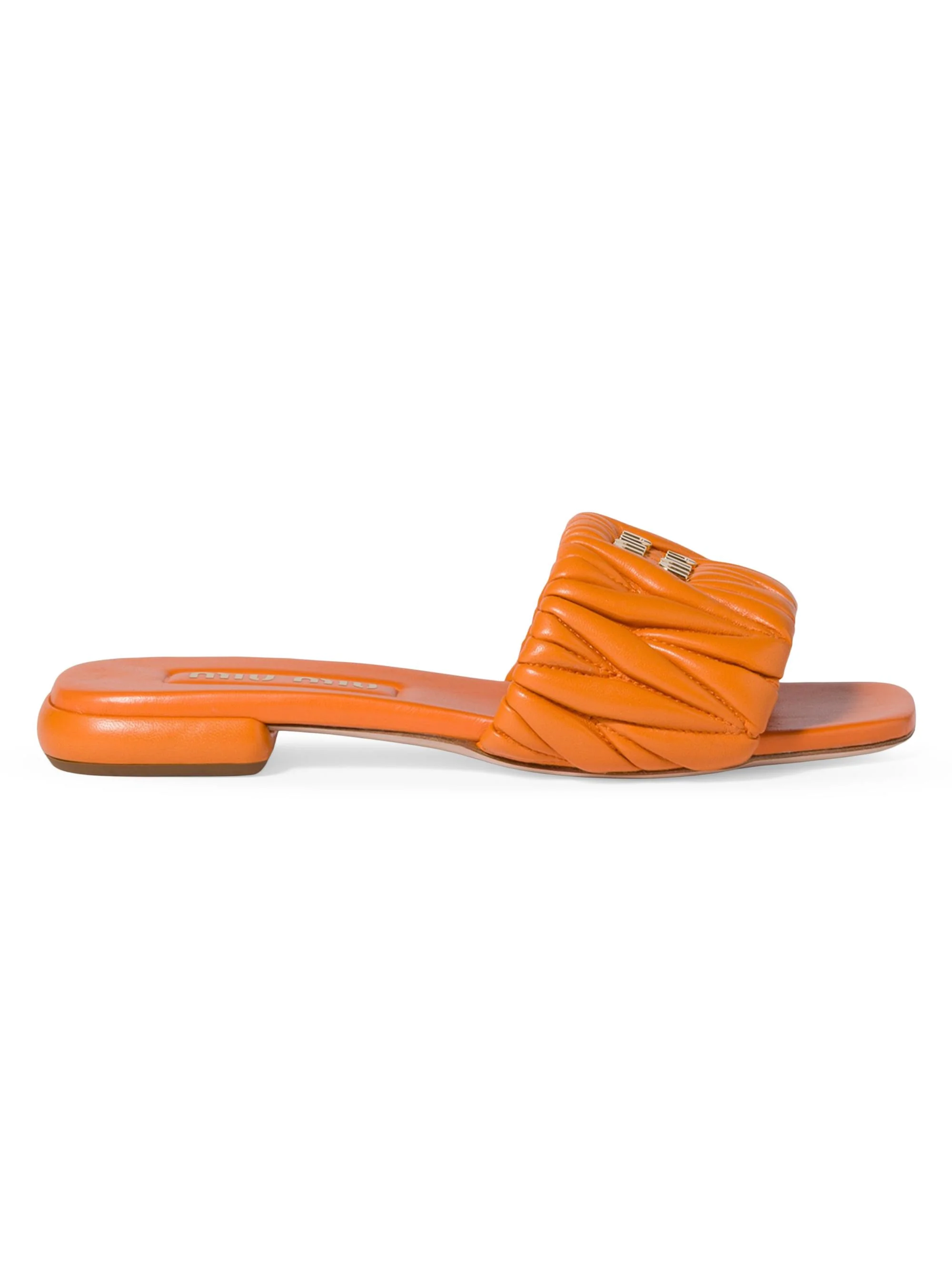 Women's Matelasse Nappa Leather Slides - Orange - 1