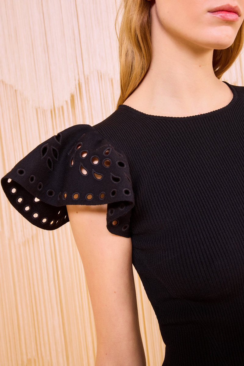 ULLA JOHNSON Edith Ruffle Sleeve Knit Top outlook