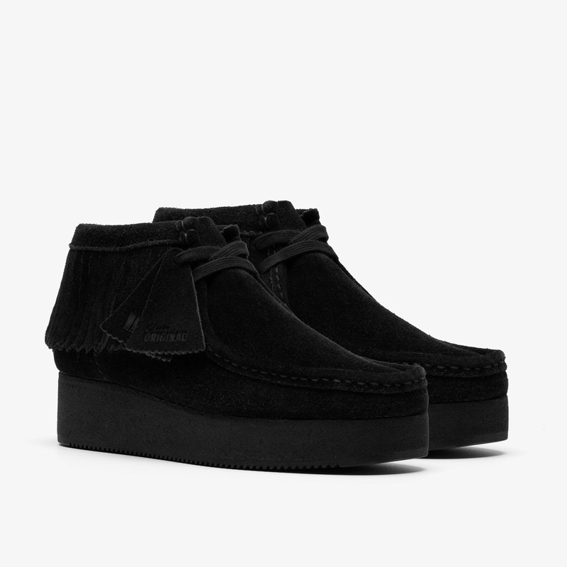 Wallabee Wedge Fringe Black Suede 4