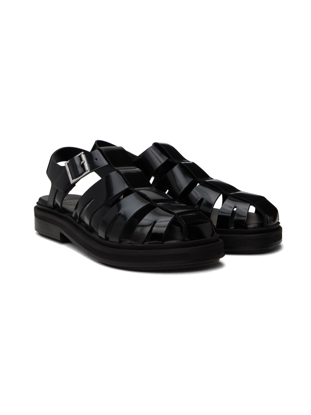 Black Anatomical Toe Fisherman Sandals - 4
