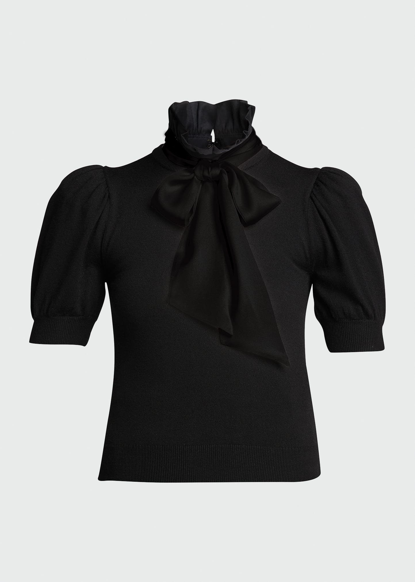 Chase Puff-Sleeve Ruffle-Neck Sweater - 5