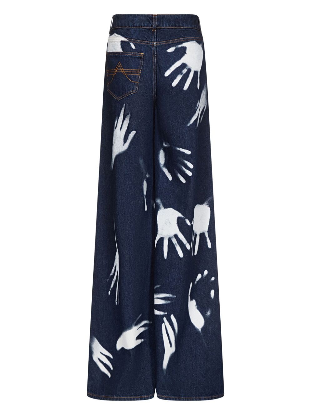 Hand-print wide-leg jeans - 6