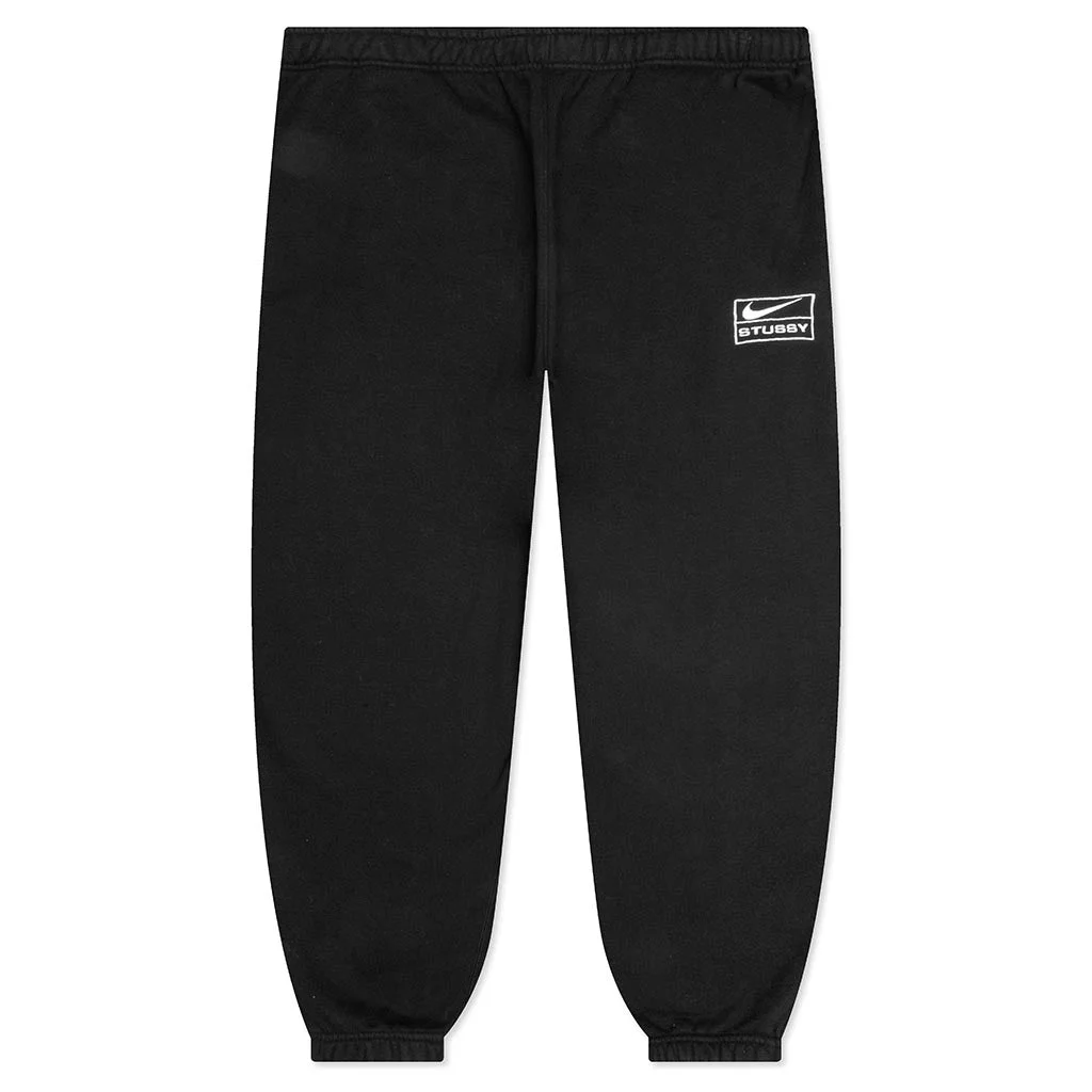 NIKE X STÜSSY STONE WASHED FLEECE PANT - BLACK - 1