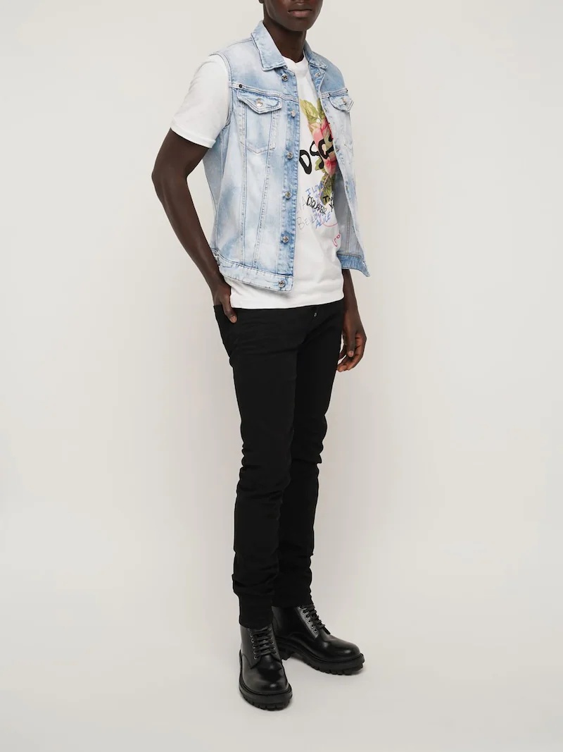 STRETCH COTTON DENIM VEST - 2
