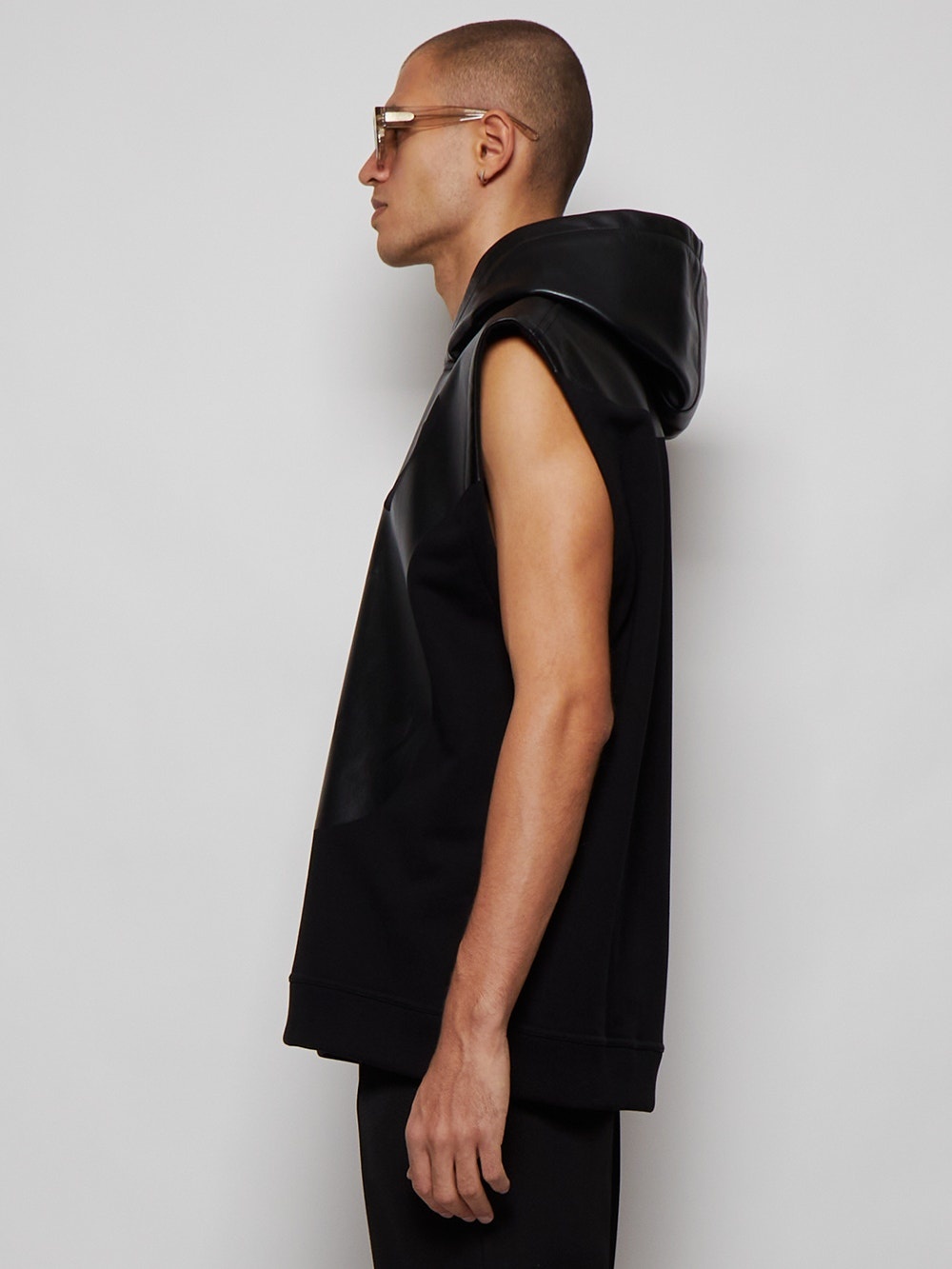 Monster Graphic Cotton And Lambskin Sleeveless Hoodie Black - 4