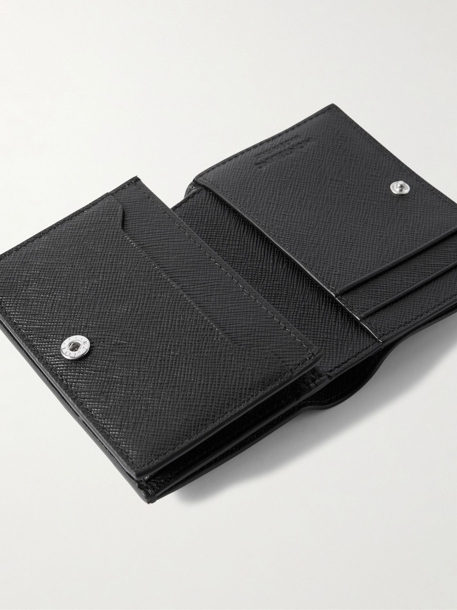 Sartorial Logo-Appliquéd Cross-Grain Leather Wallet Black - 4