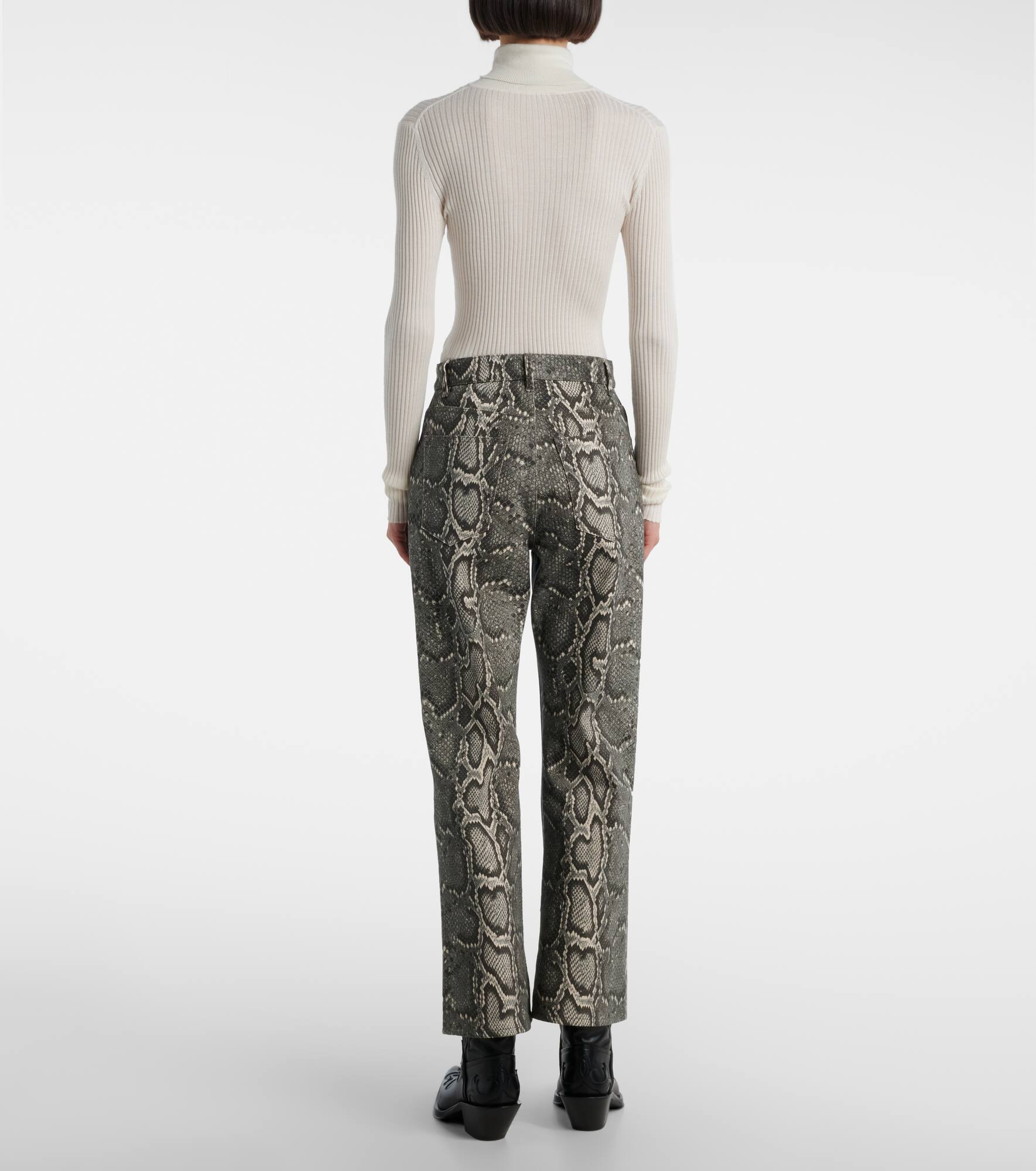 Ezra snake-effect high-rise bootcut jeans - 3