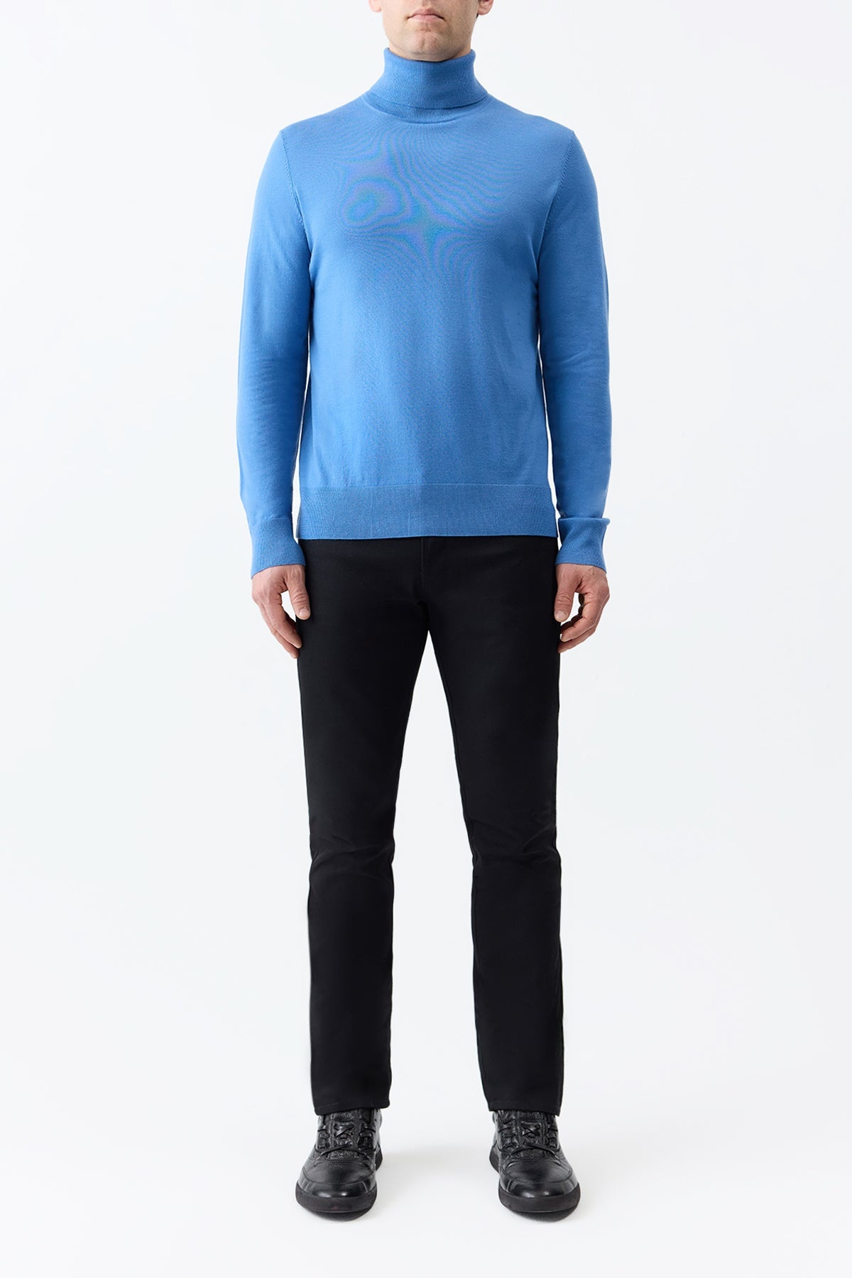 Jermaine Knit Turtleneck in Sky Merino Wool - 3