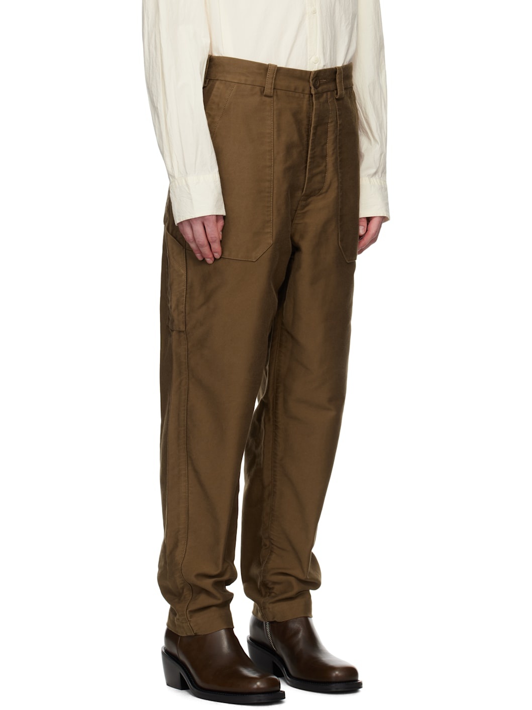 Brown Faille Cargo Pants - 2