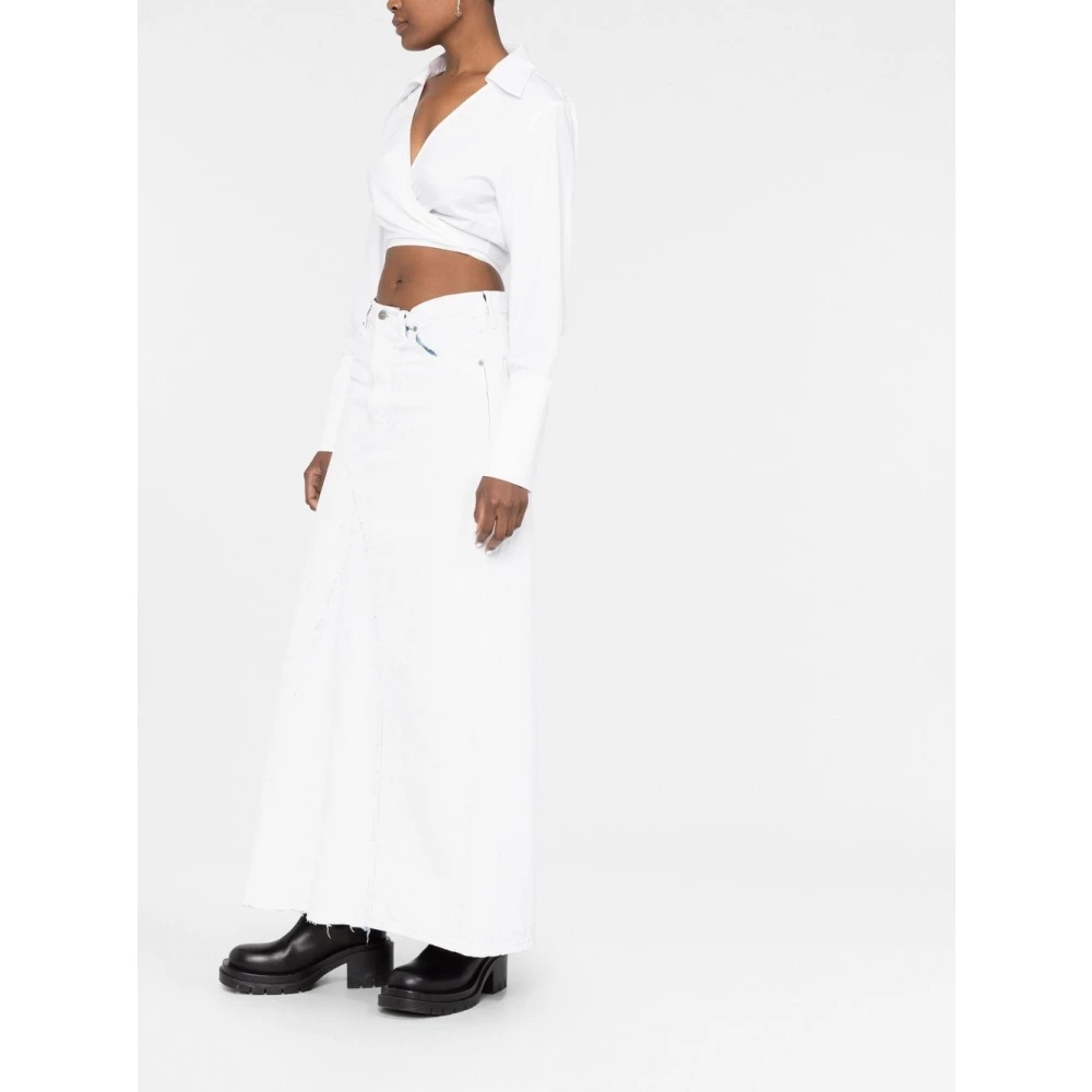 Maison Margiela WHITE DENIM SKIRT WITH ZIPPER AND POCKETS