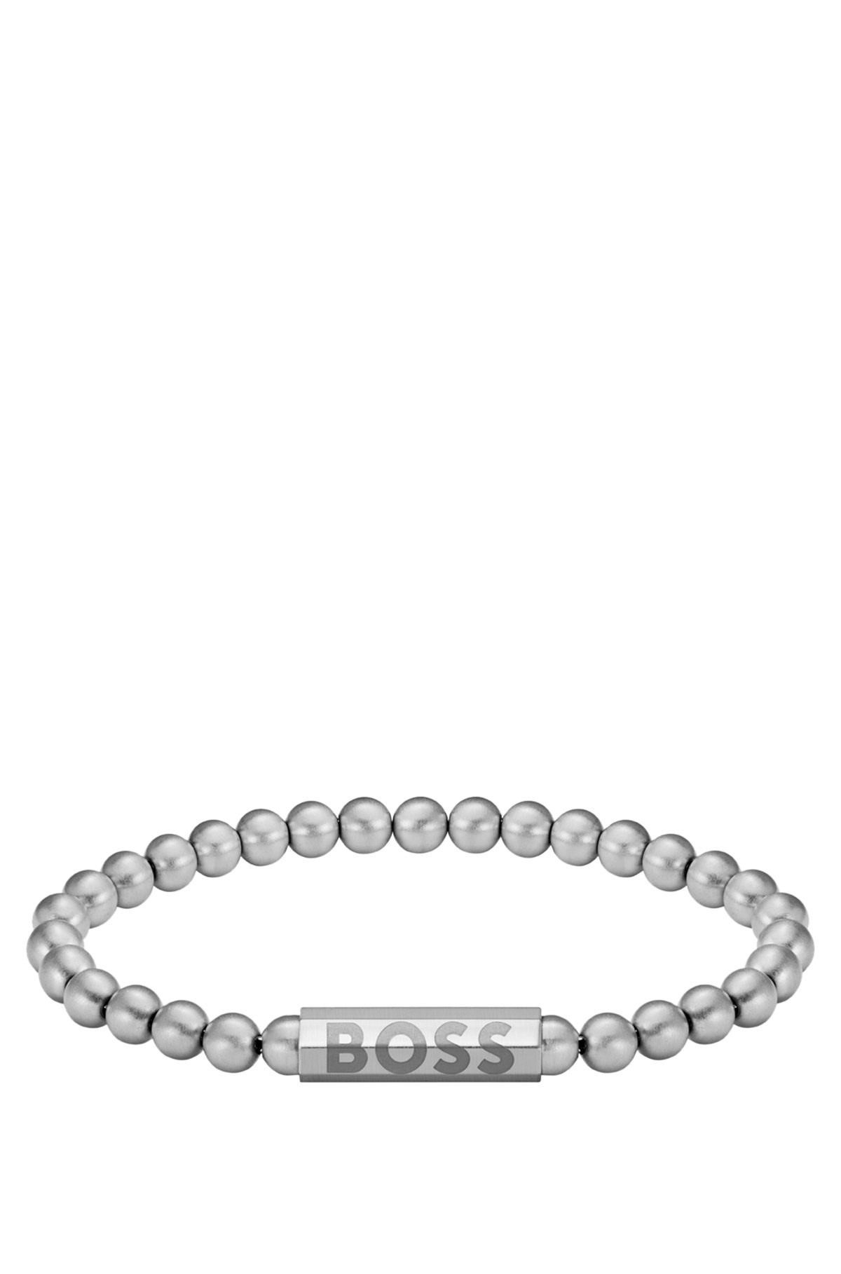 SILVER-TONE CUFF WITH LOGO CLOSURE - 1