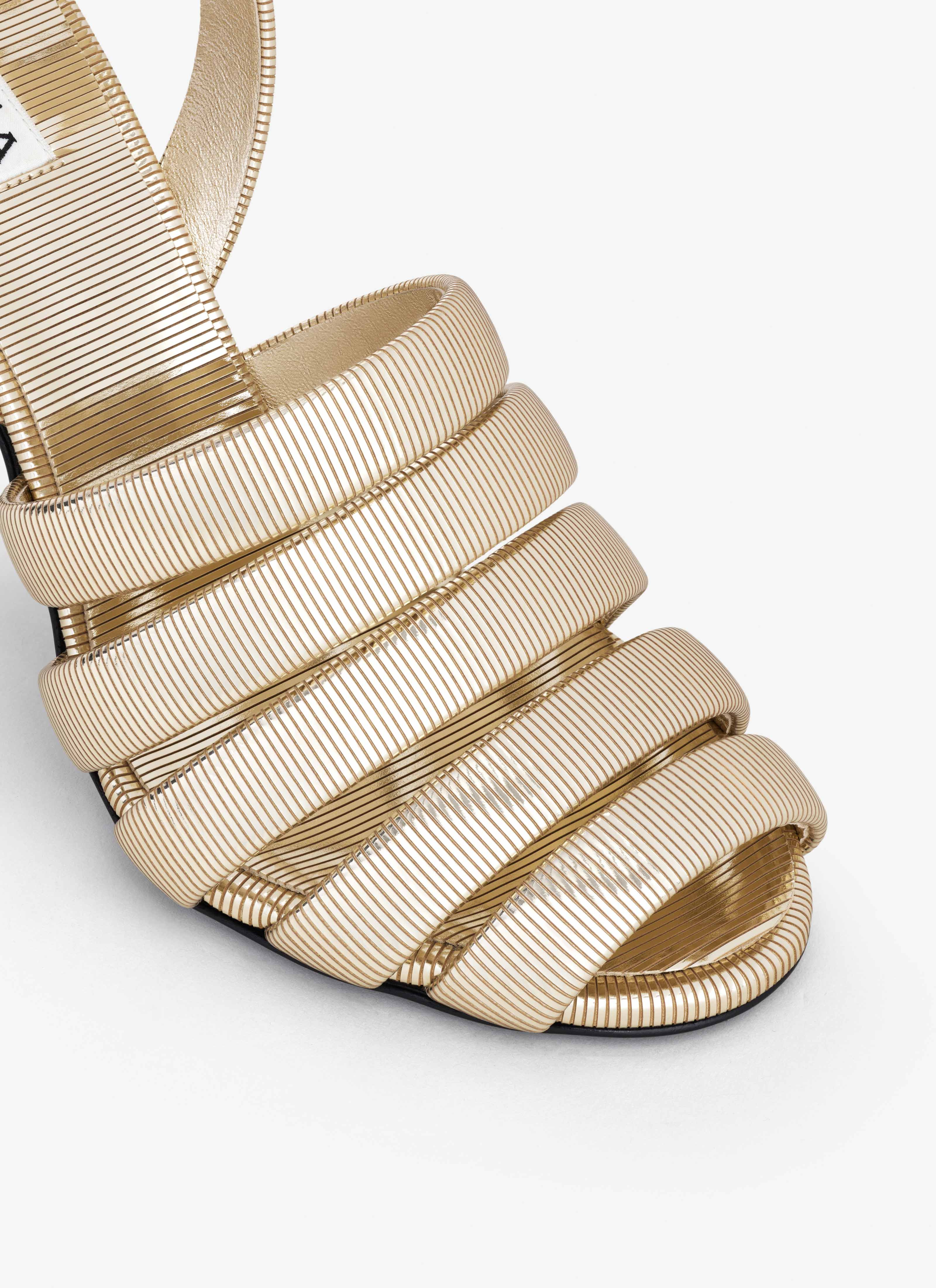 CHAIN STRAPPY SANDALS IN METALLIZED LEATHER - 4