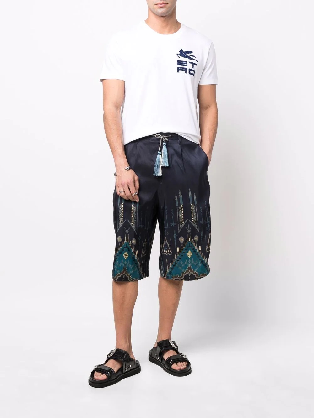 geometric-print tie-waist shorts - 2