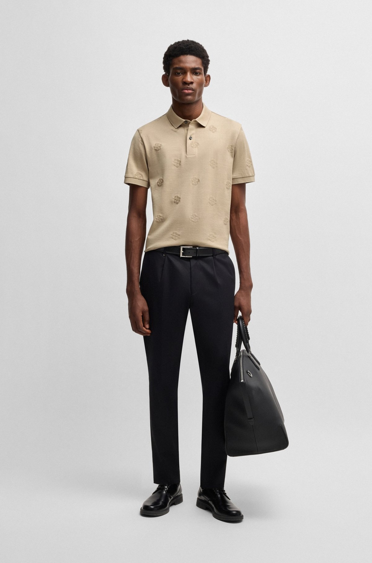 MERCERIZED-COTTON POLO SHIRT WITH DOUBLE B MONOGRAMS - 4
