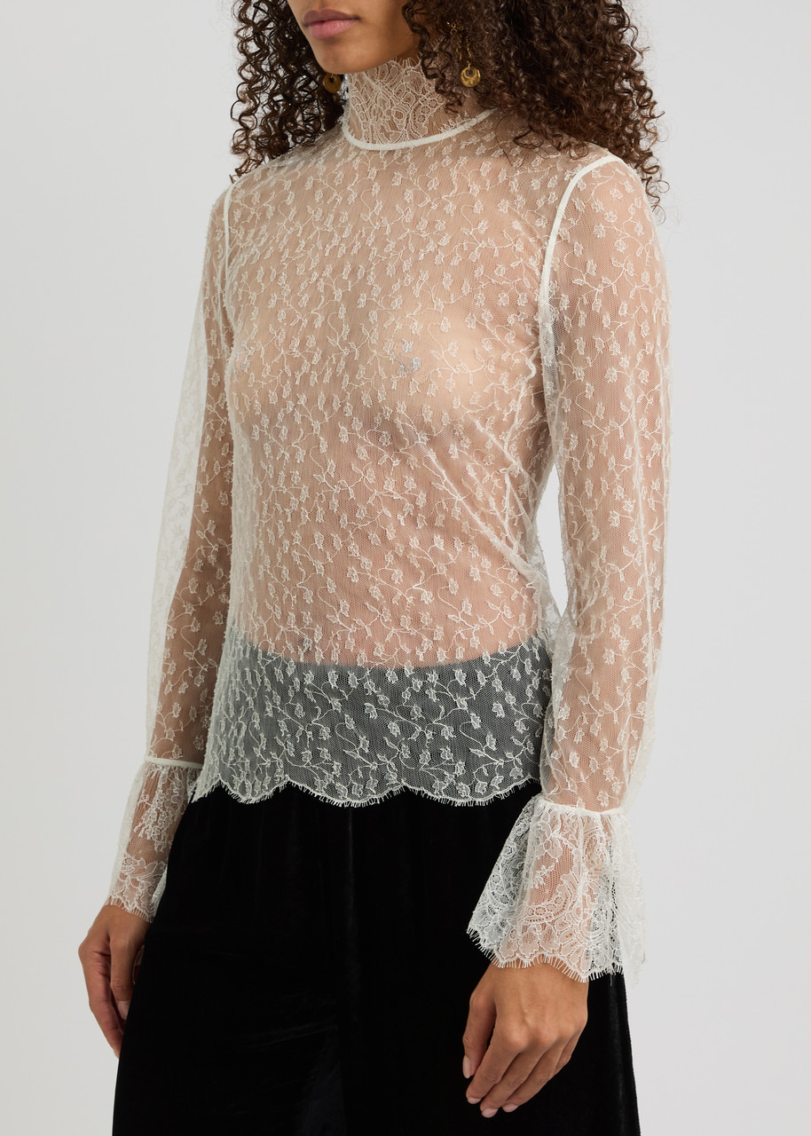 Chloe Floral-embroidered Sheer Tulle top - 2