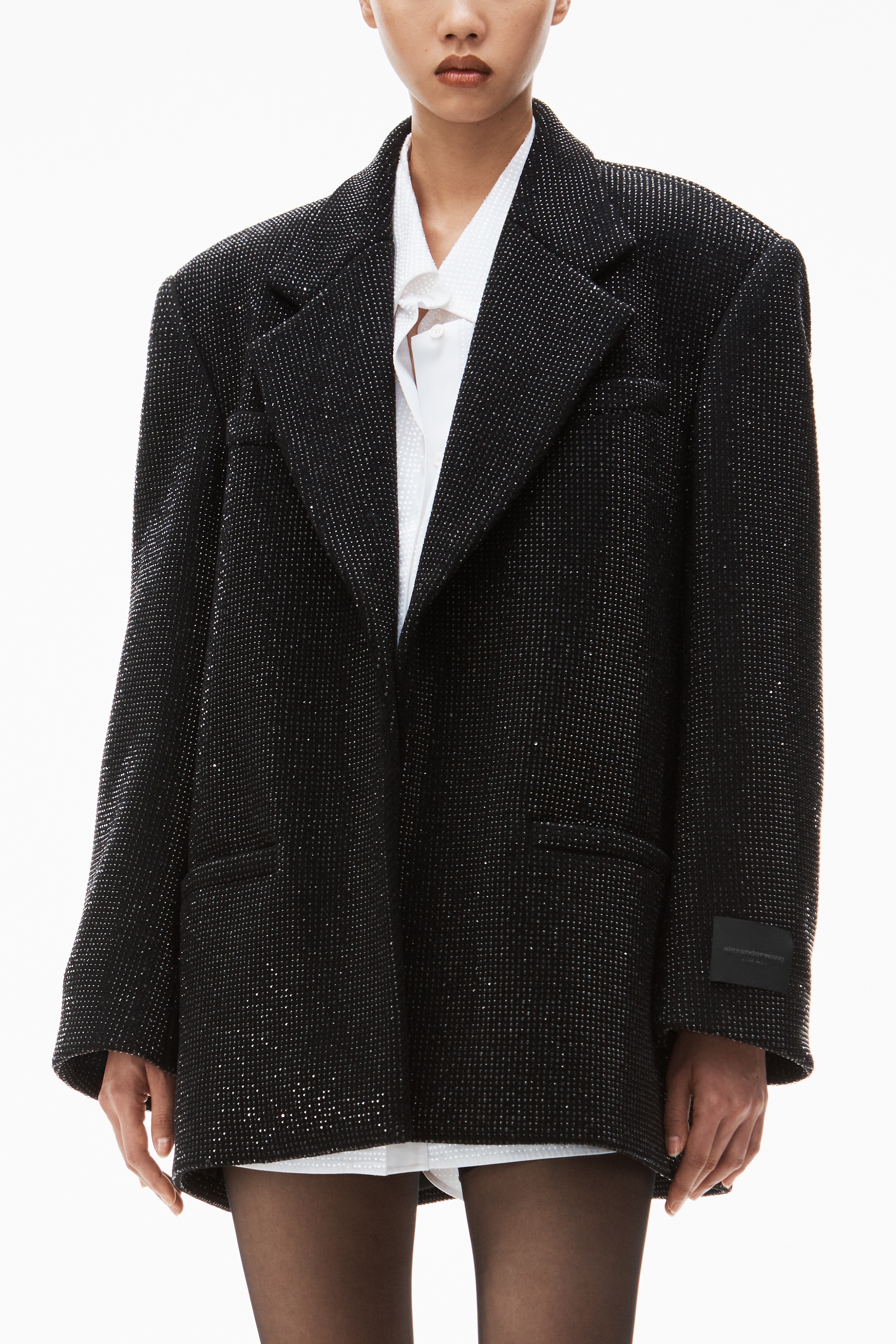 single breasted jacket in clear hotfix - 3