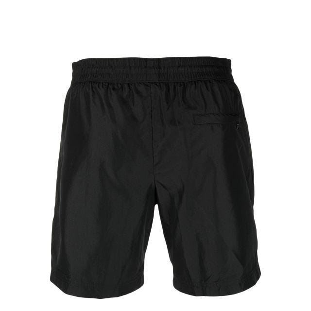 Black logo-plaque drawstring-waist shorts - 2