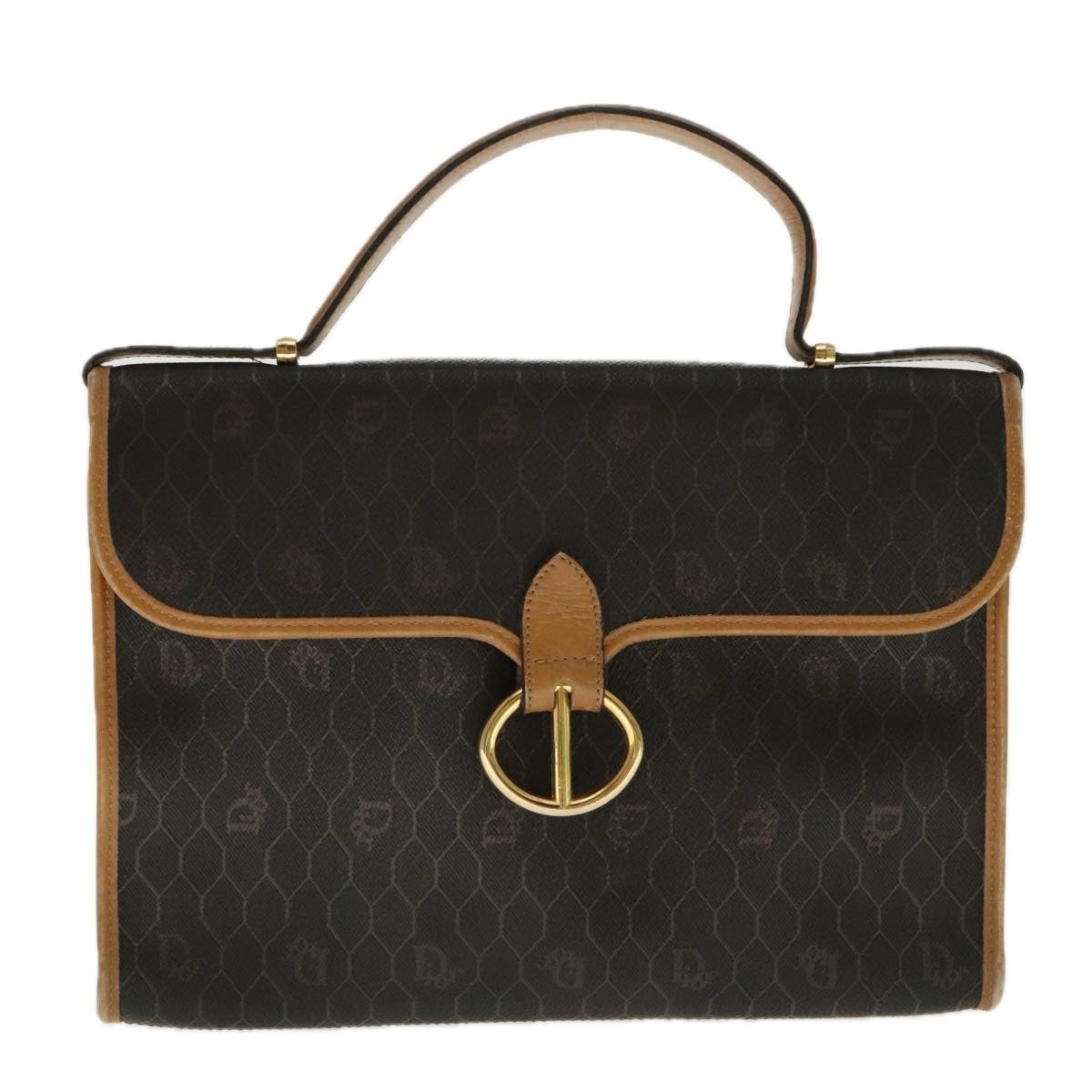 DIOR Honeycomb Canvas Hand Bag Black Gold - 13